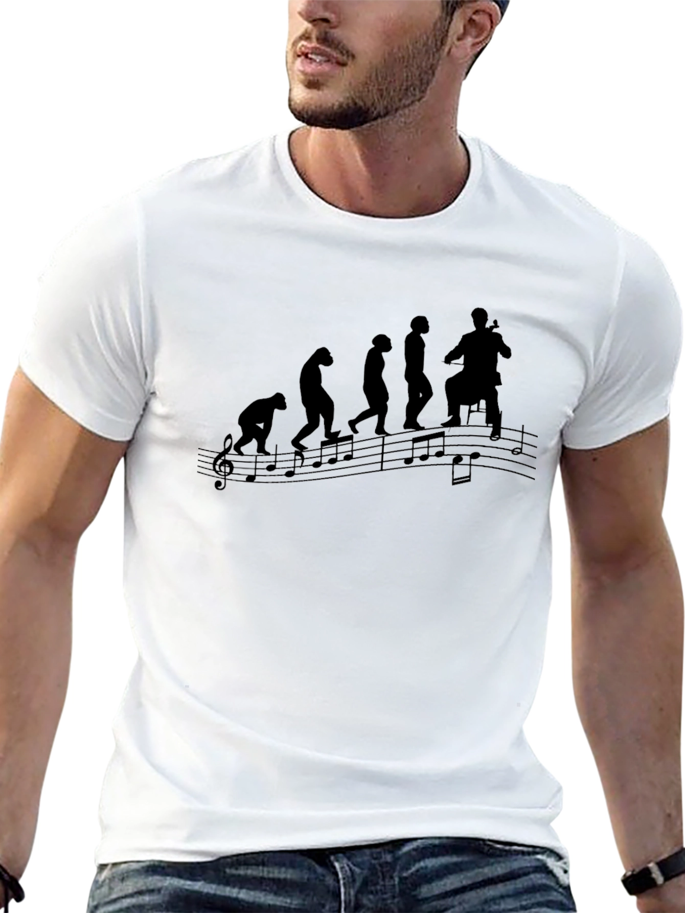 Evolution of Cello Player Black T-Shirt