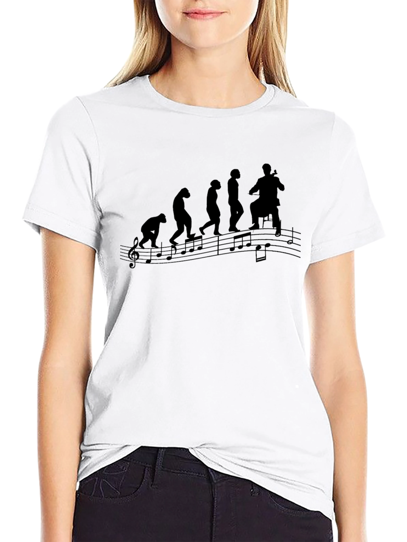 Evolution of Cello Player Black T-Shirt