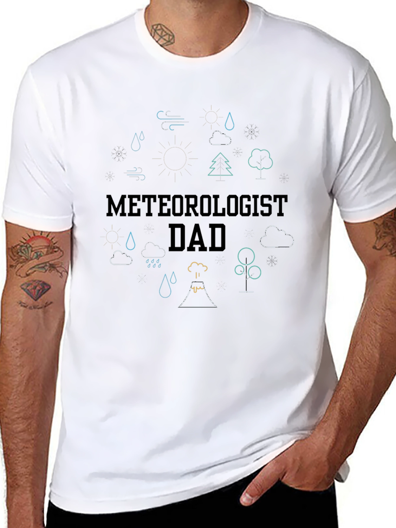 Meteorologist Dad Black Graphic T-Shirt