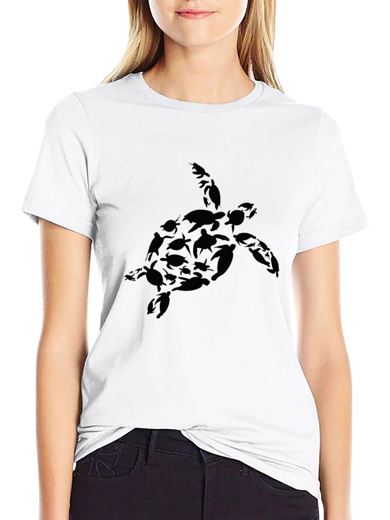 Turtle Silhouette Graphic Tee - Black
