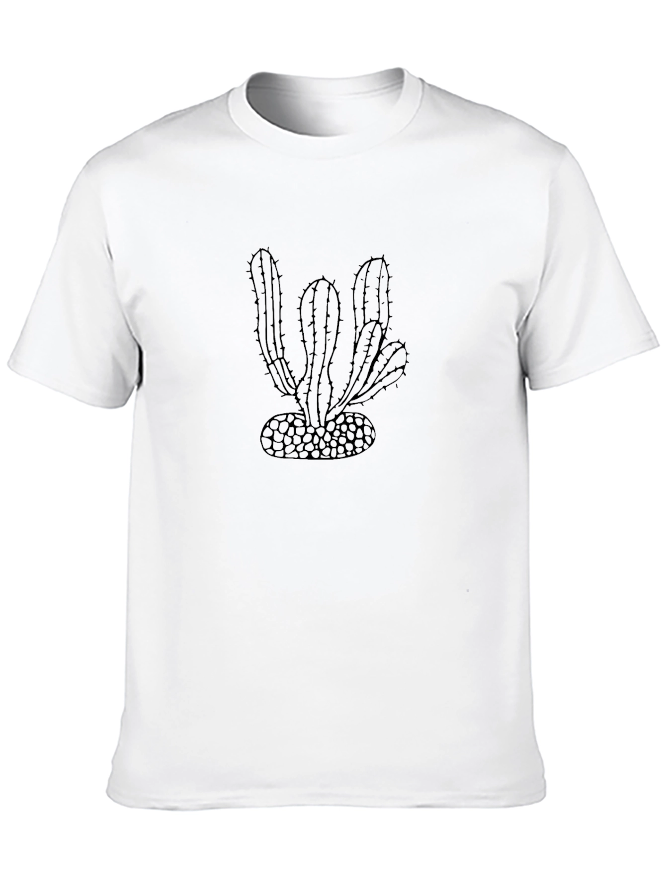 Cactus Graphic Print Mens Black T-Shirt