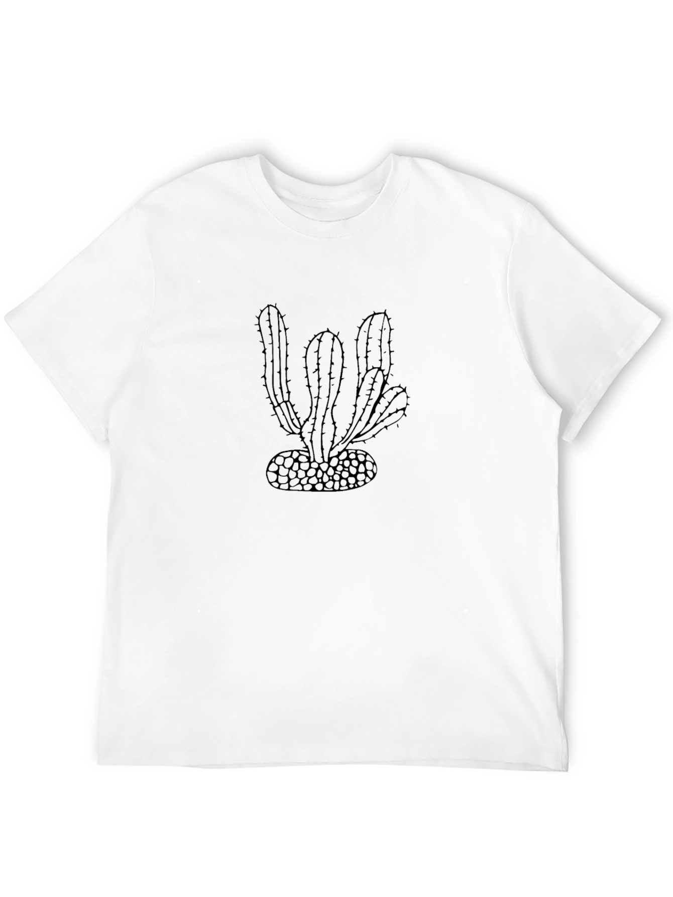 Cactus Graphic Print Mens Black T-Shirt