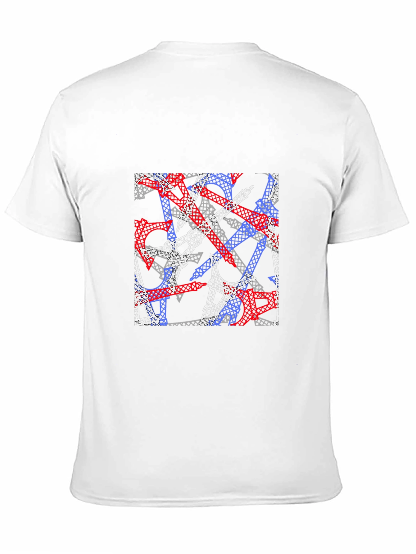 Eiffel Tower Pattern Black T-Shirt
