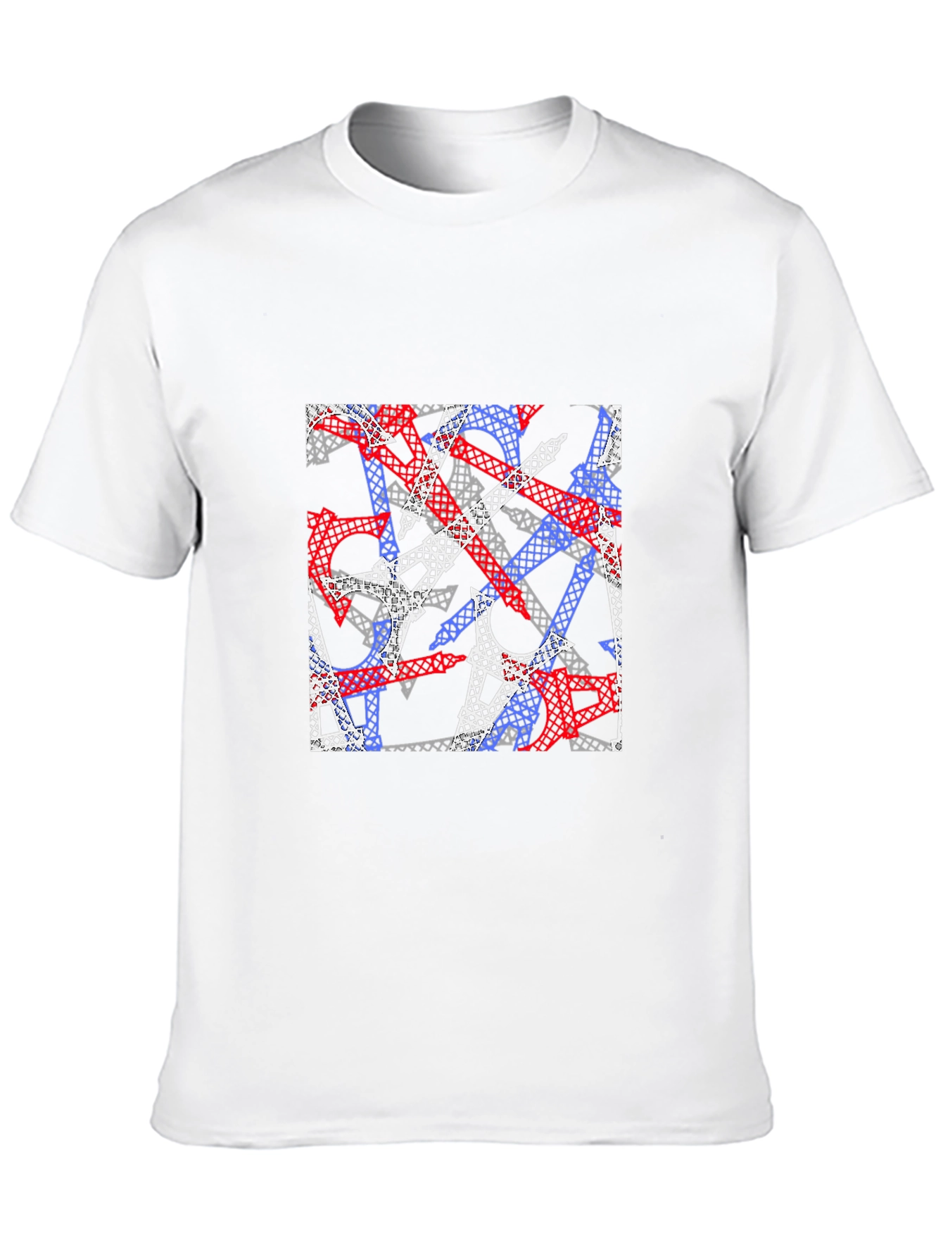 Eiffel Tower Pattern Black T-Shirt