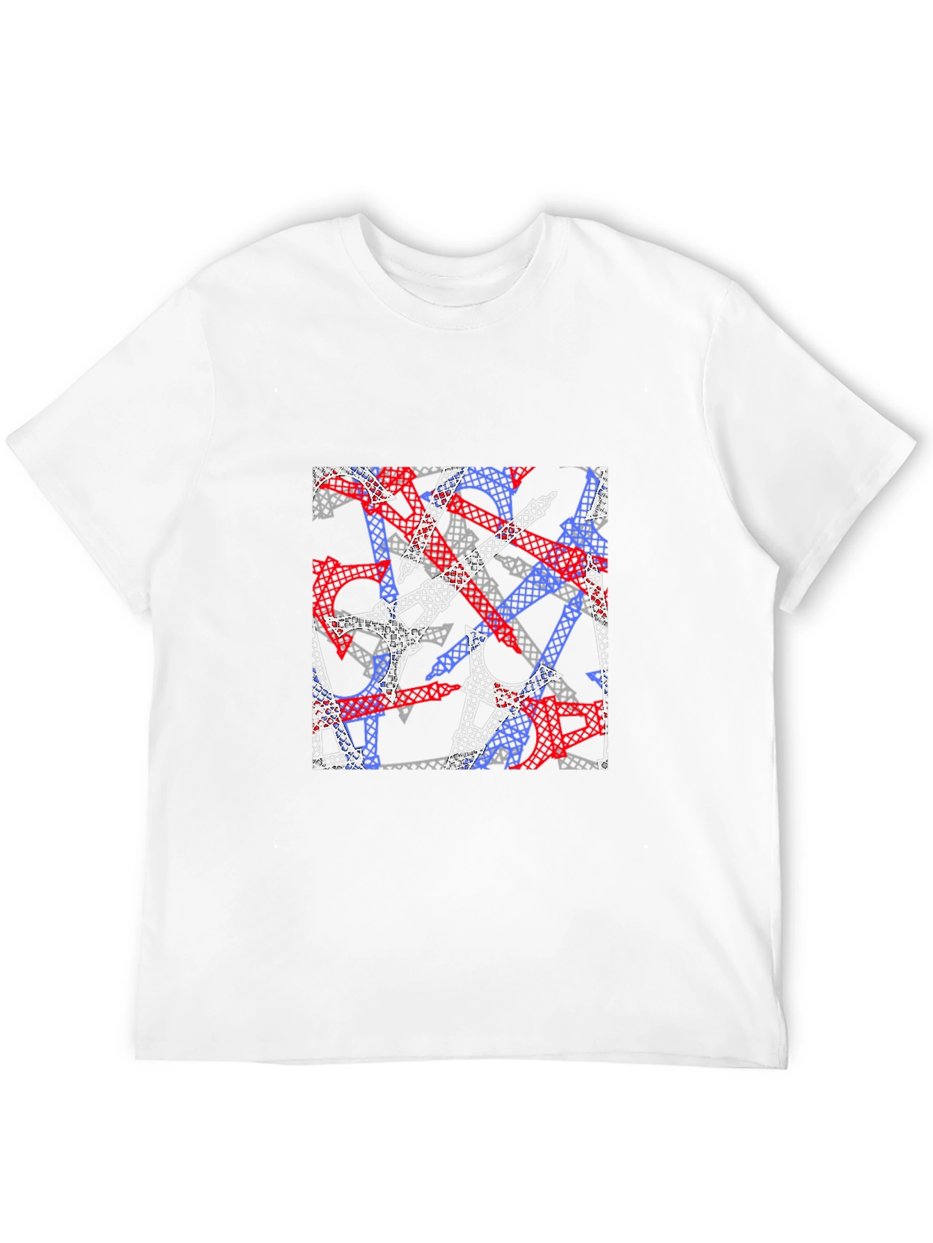 Eiffel Tower Pattern Black T-Shirt