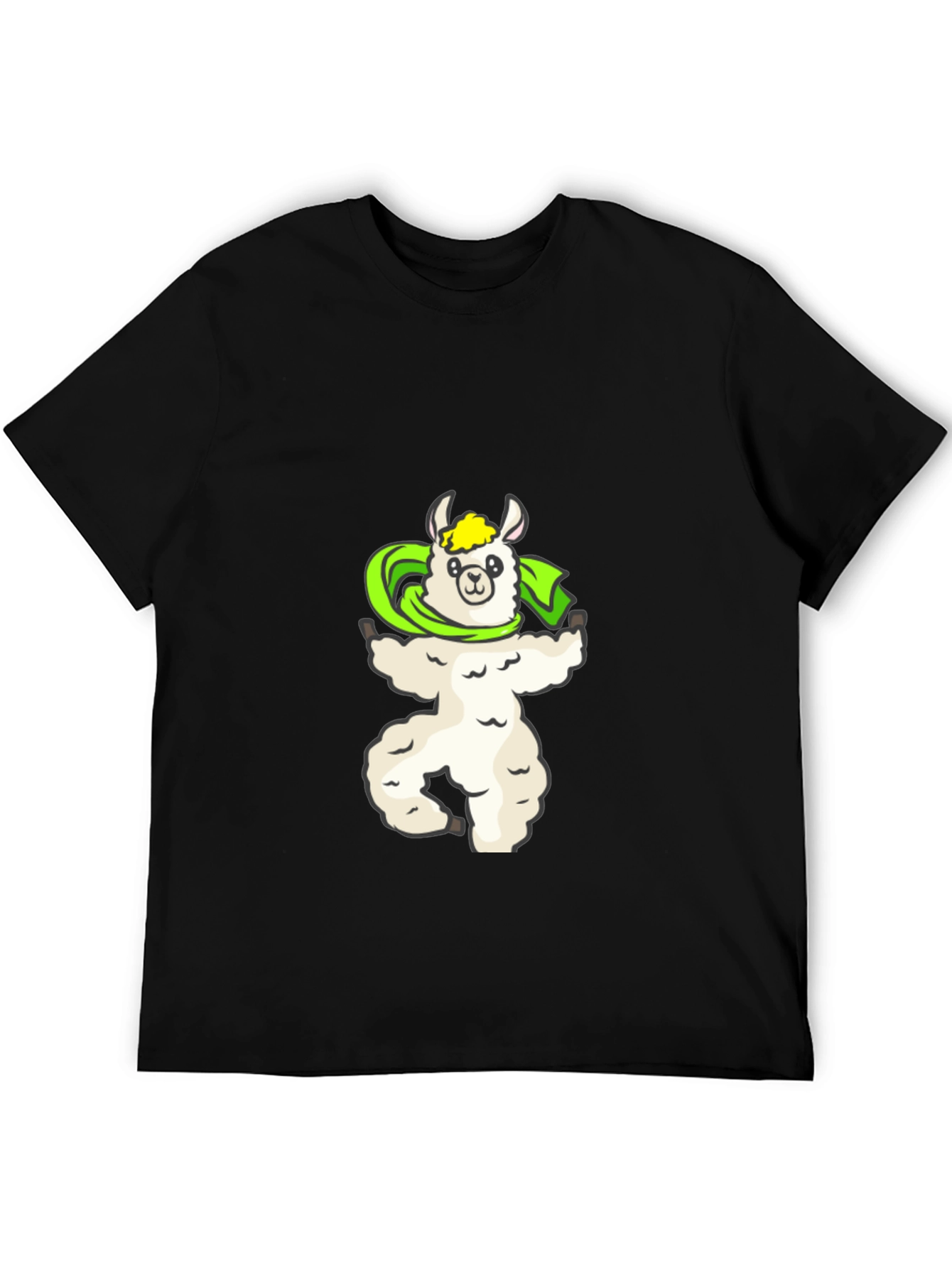 Llama Superhero Graphic Tee - Soft Black Cotton T-Shirt