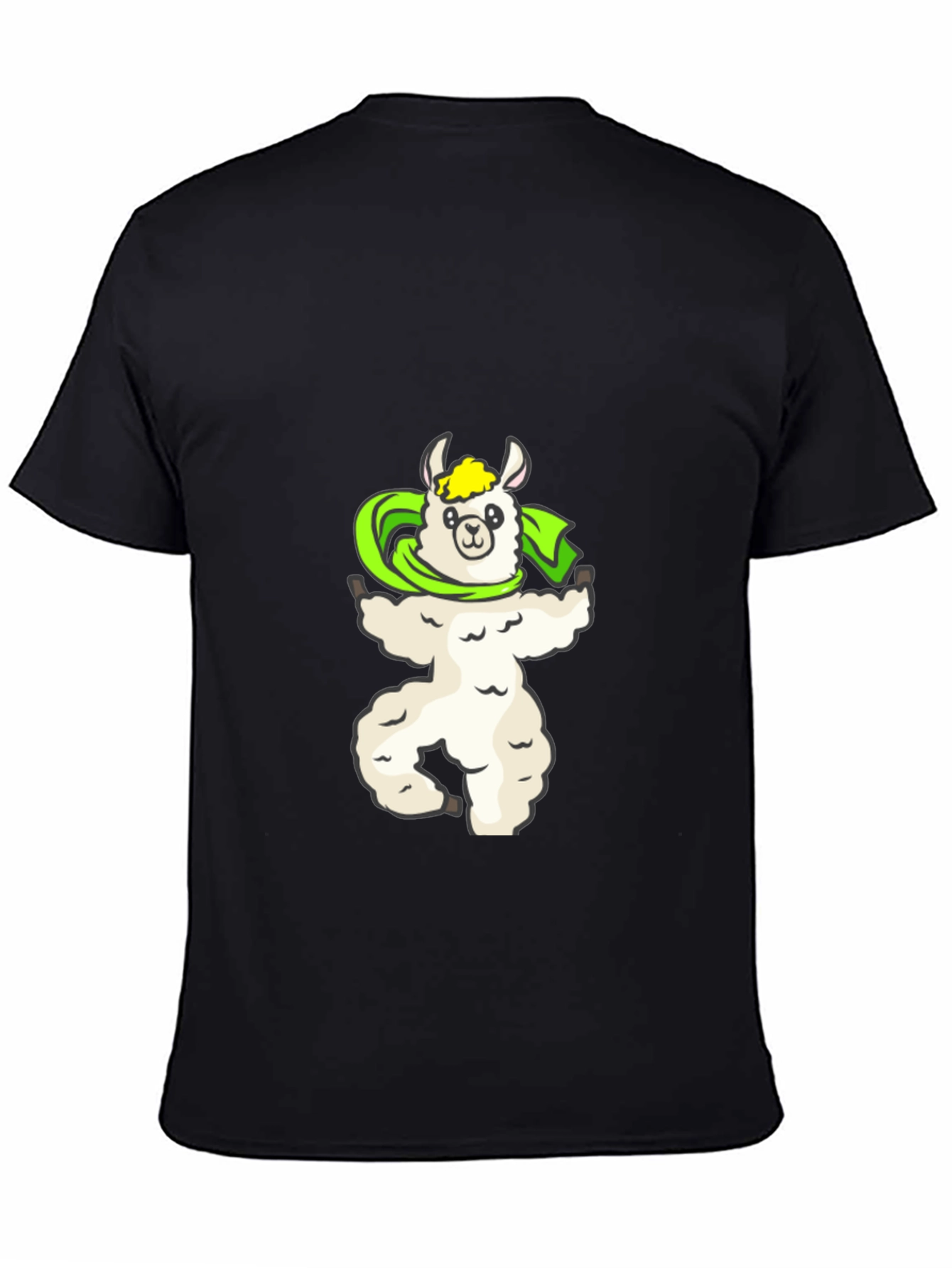 Llama Superhero Graphic Tee - Soft Black Cotton T-Shirt