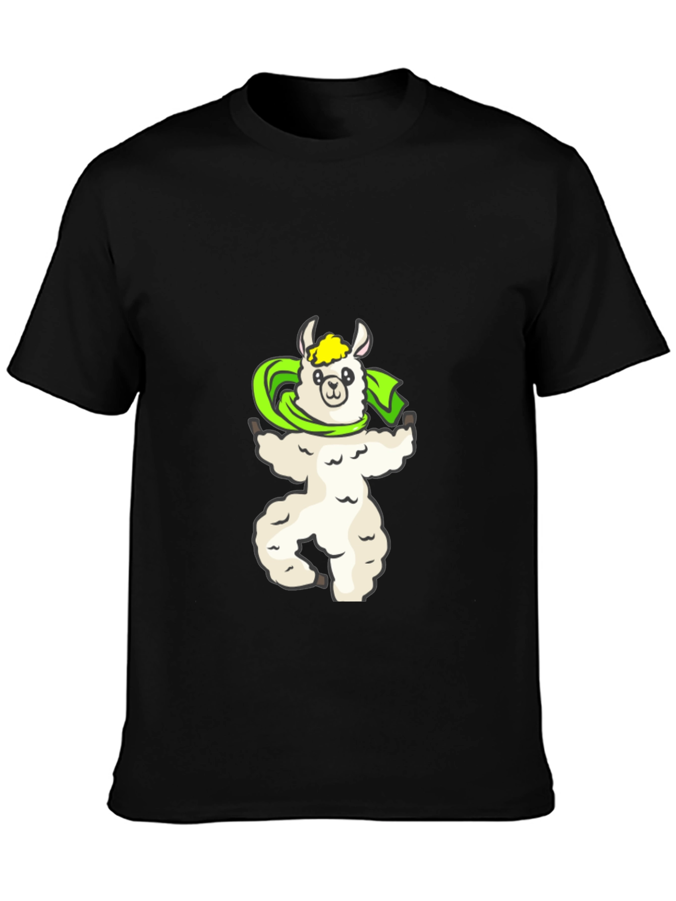Llama Superhero Graphic Tee - Soft Black Cotton T-Shirt
