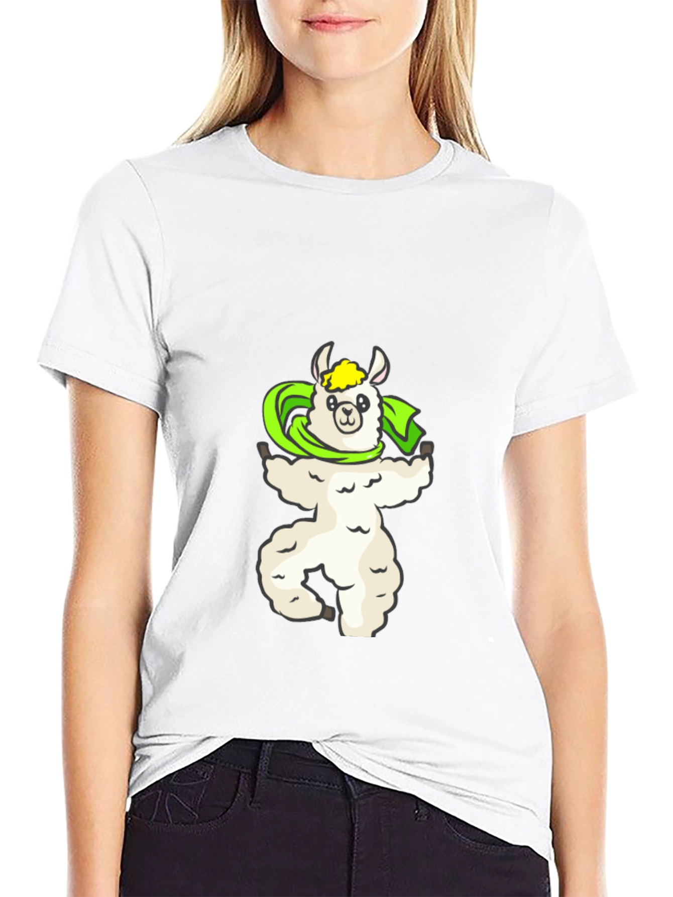 Llama Superhero Graphic Tee - Soft Black Cotton T-Shirt