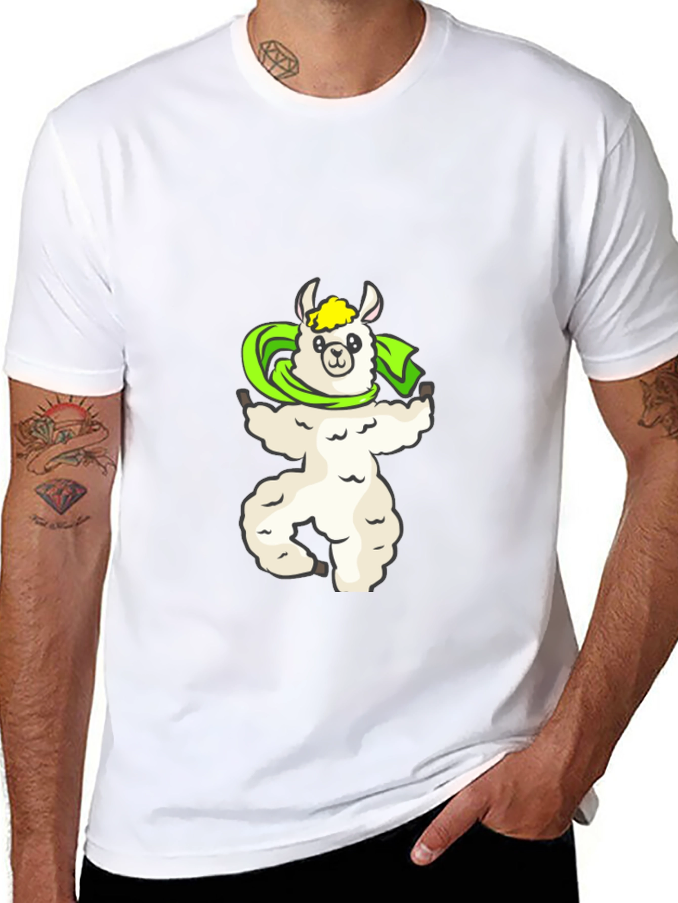 Llama Superhero Graphic Tee - Soft Black Cotton T-Shirt