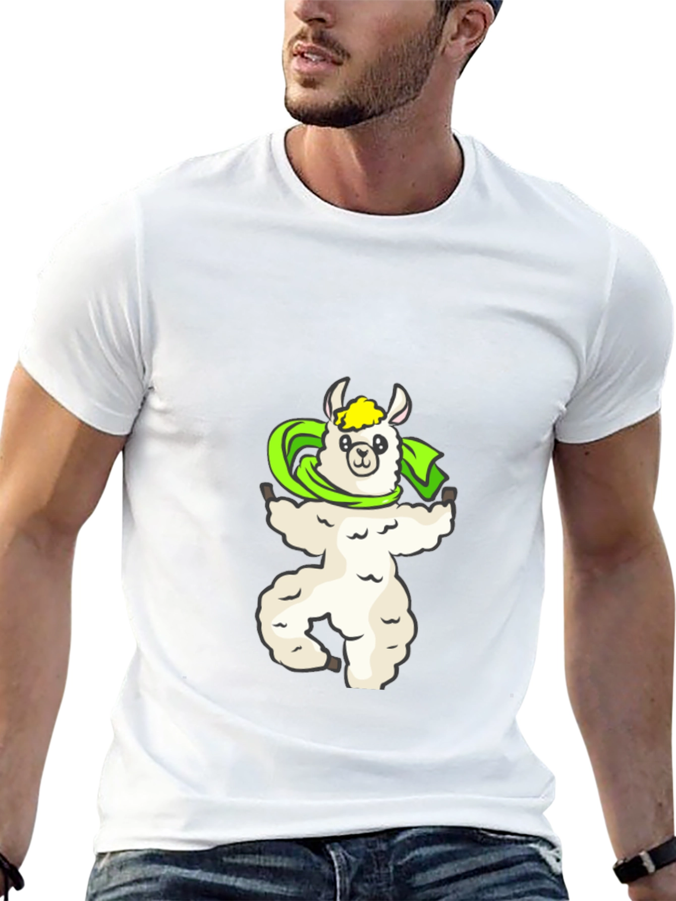 Llama Superhero Graphic Tee - Soft Black Cotton T-Shirt