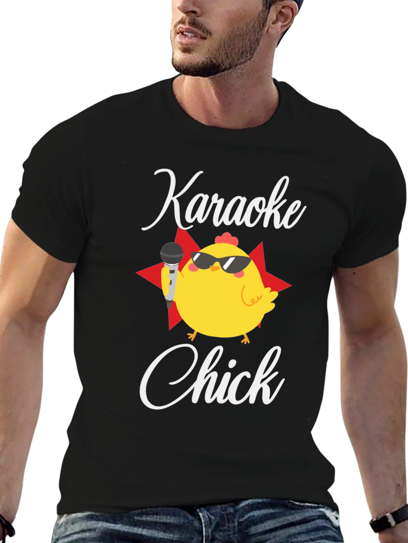 Karaoke Chick T-Shirt - Black Cotton Tee