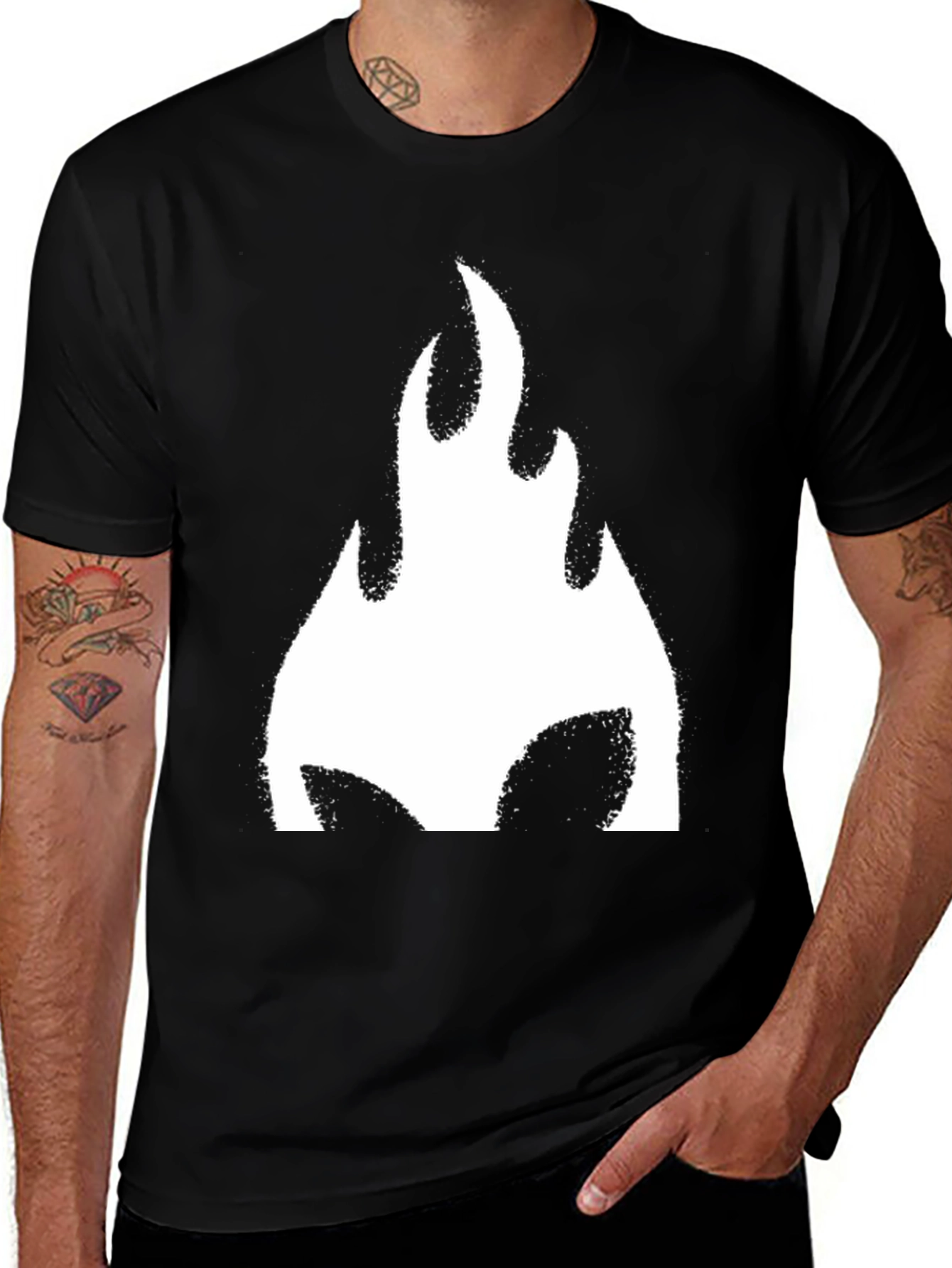 Bold Flame Graphic Black T-Shirt - Casual Style