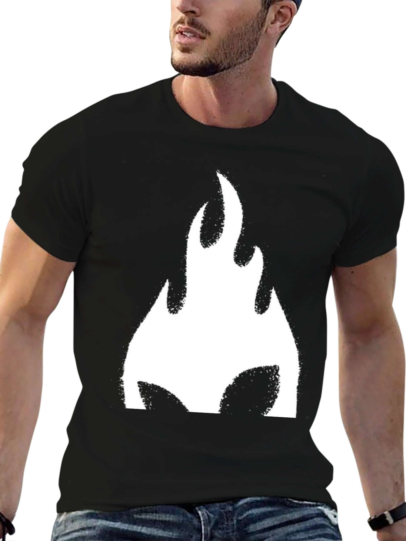 Bold Flame Graphic Black T-Shirt - Casual Style