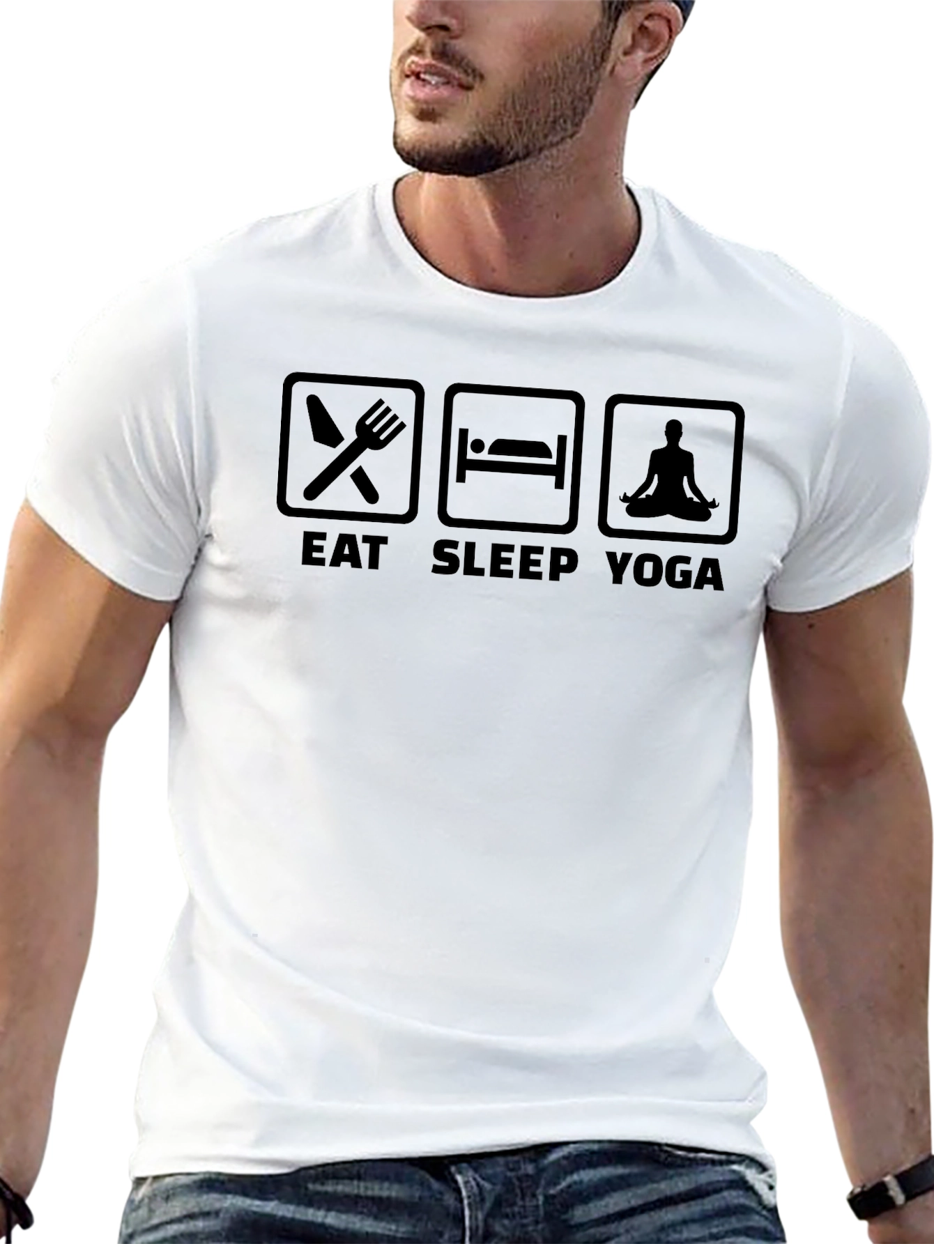 Eat Sleep Yoga T-Shirt - Black Cotton Tee