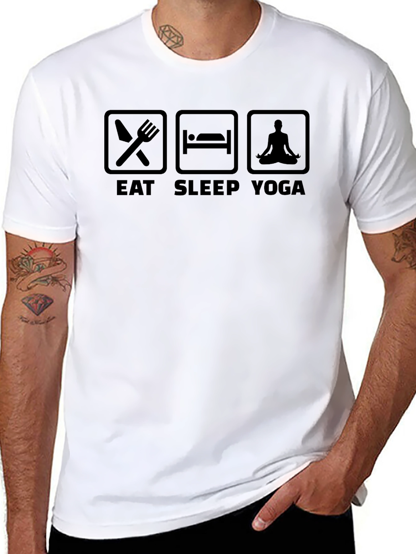 Eat Sleep Yoga T-Shirt - Black Cotton Tee