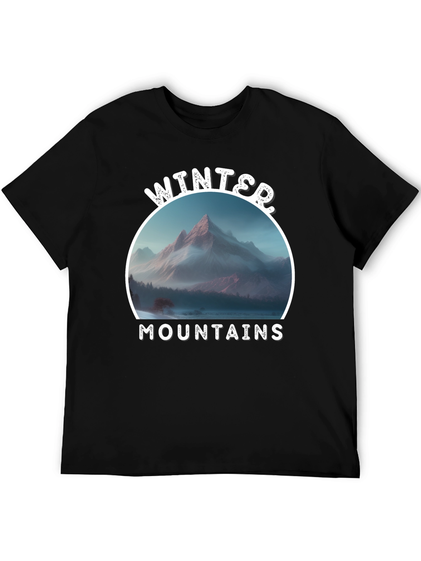 Winter Mountains Graphic Black T-Shirt