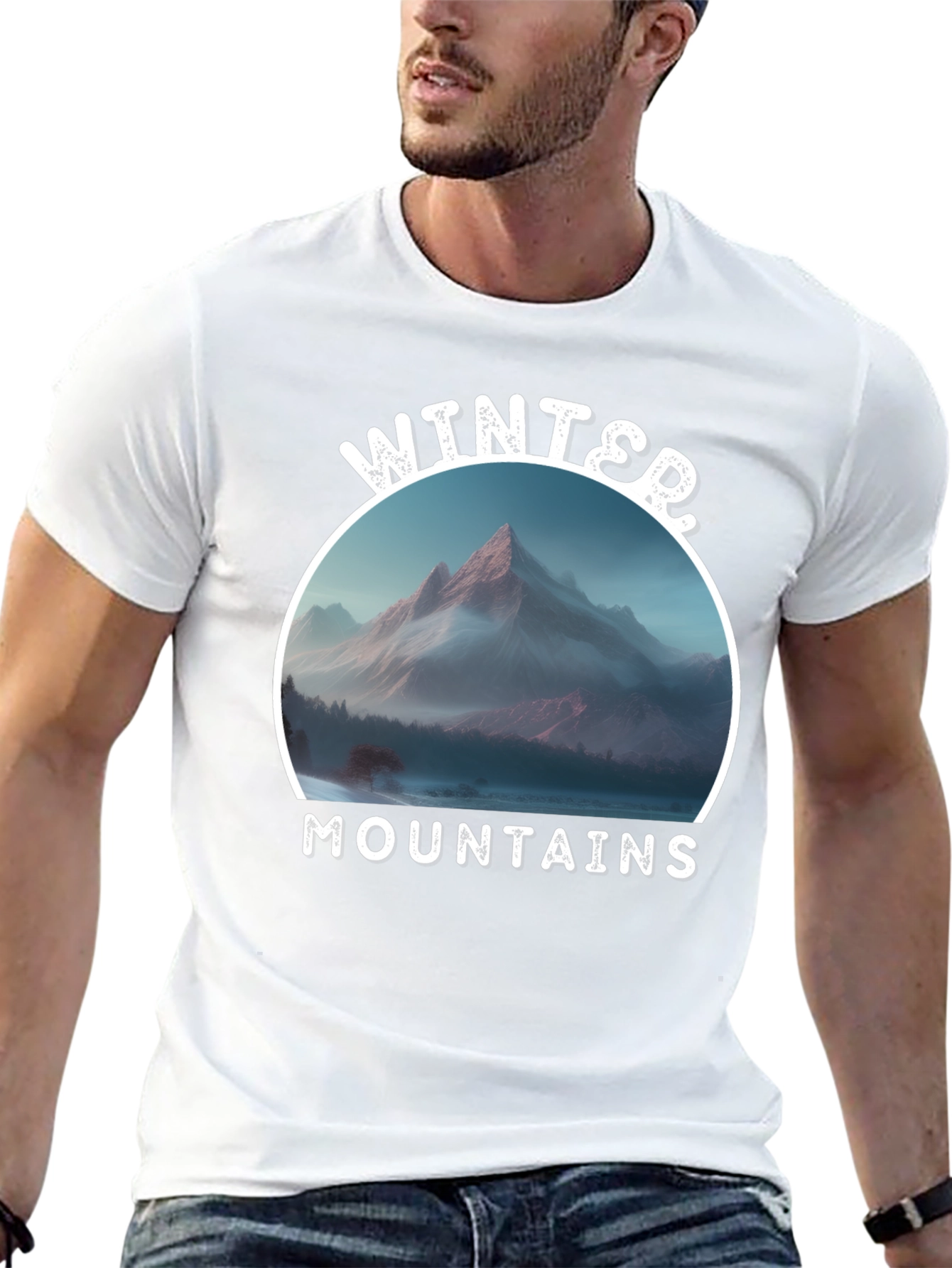 Winter Mountains Graphic Black T-Shirt