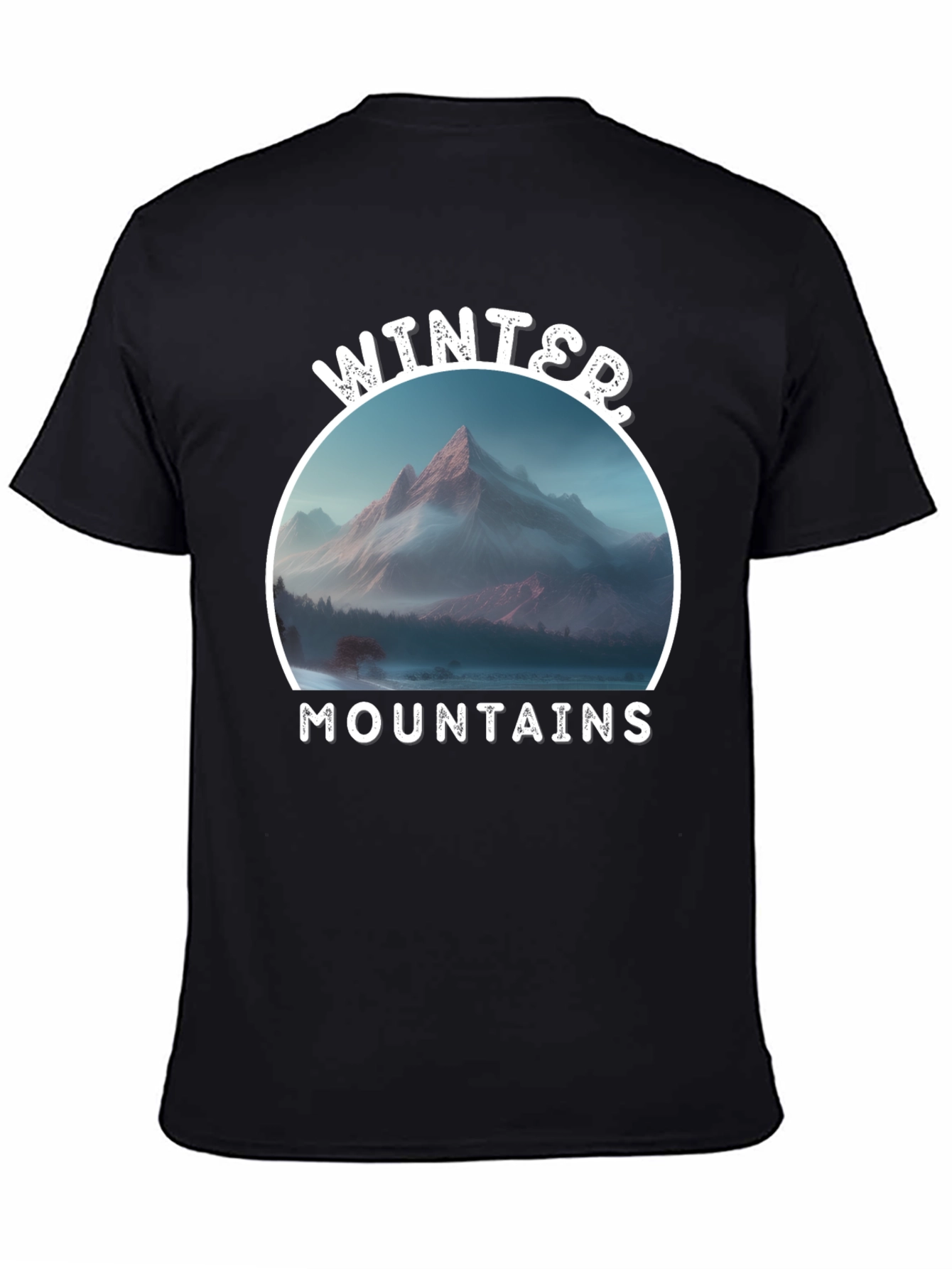 Winter Mountains Graphic Black T-Shirt
