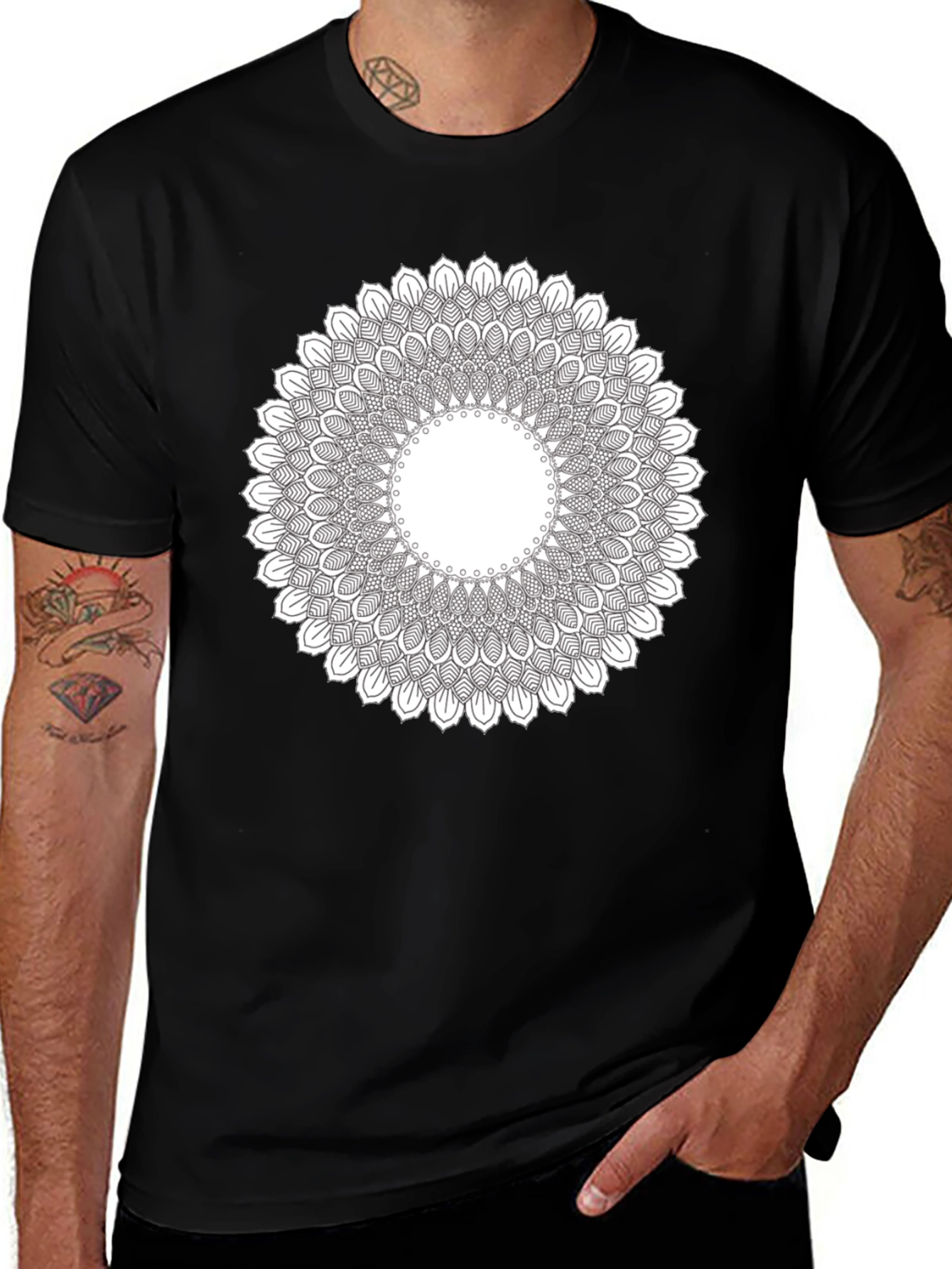 Mandala Print Crew Neck T-Shirt