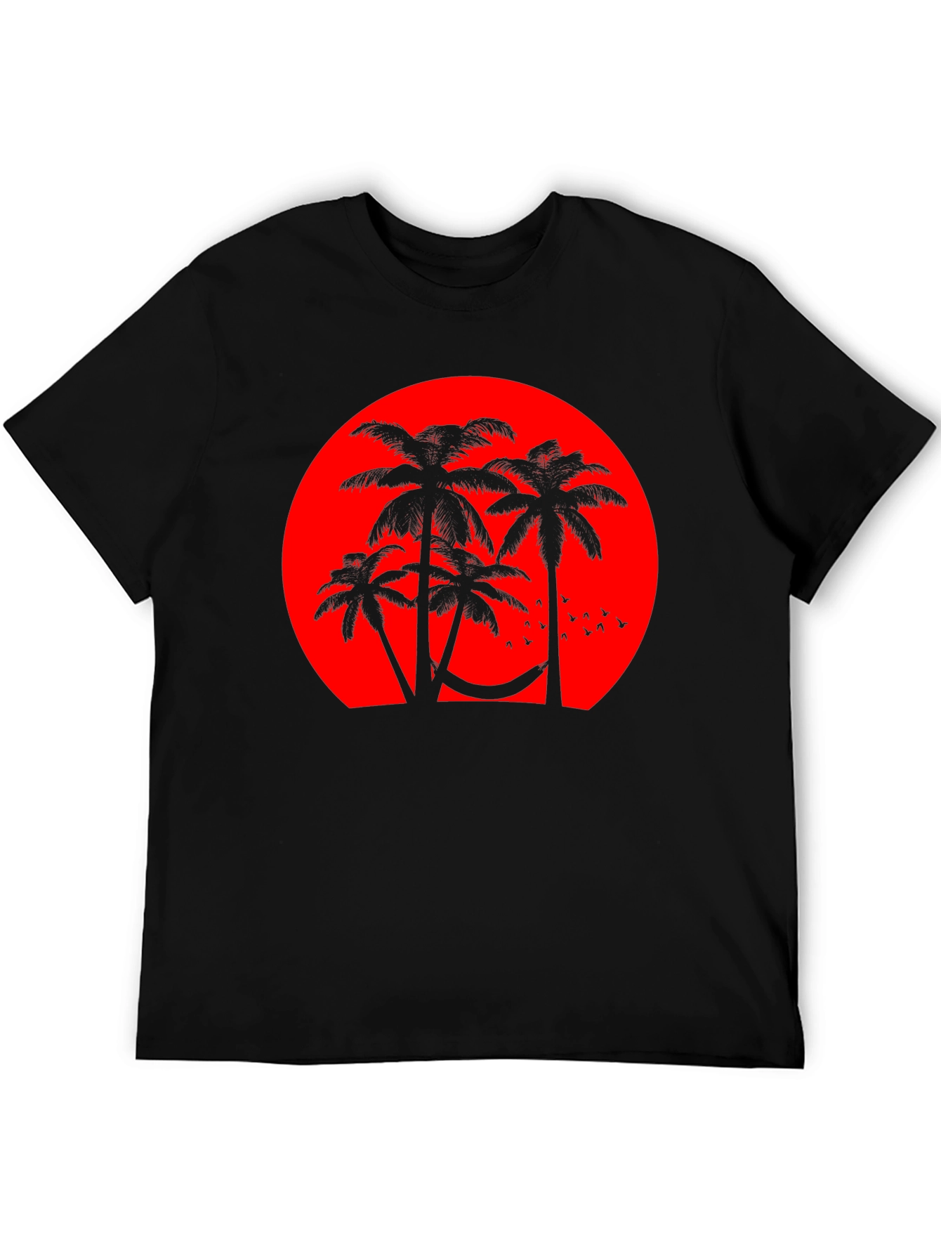 Sunset Palm Tee - Tropical Vibes Black T-Shirt