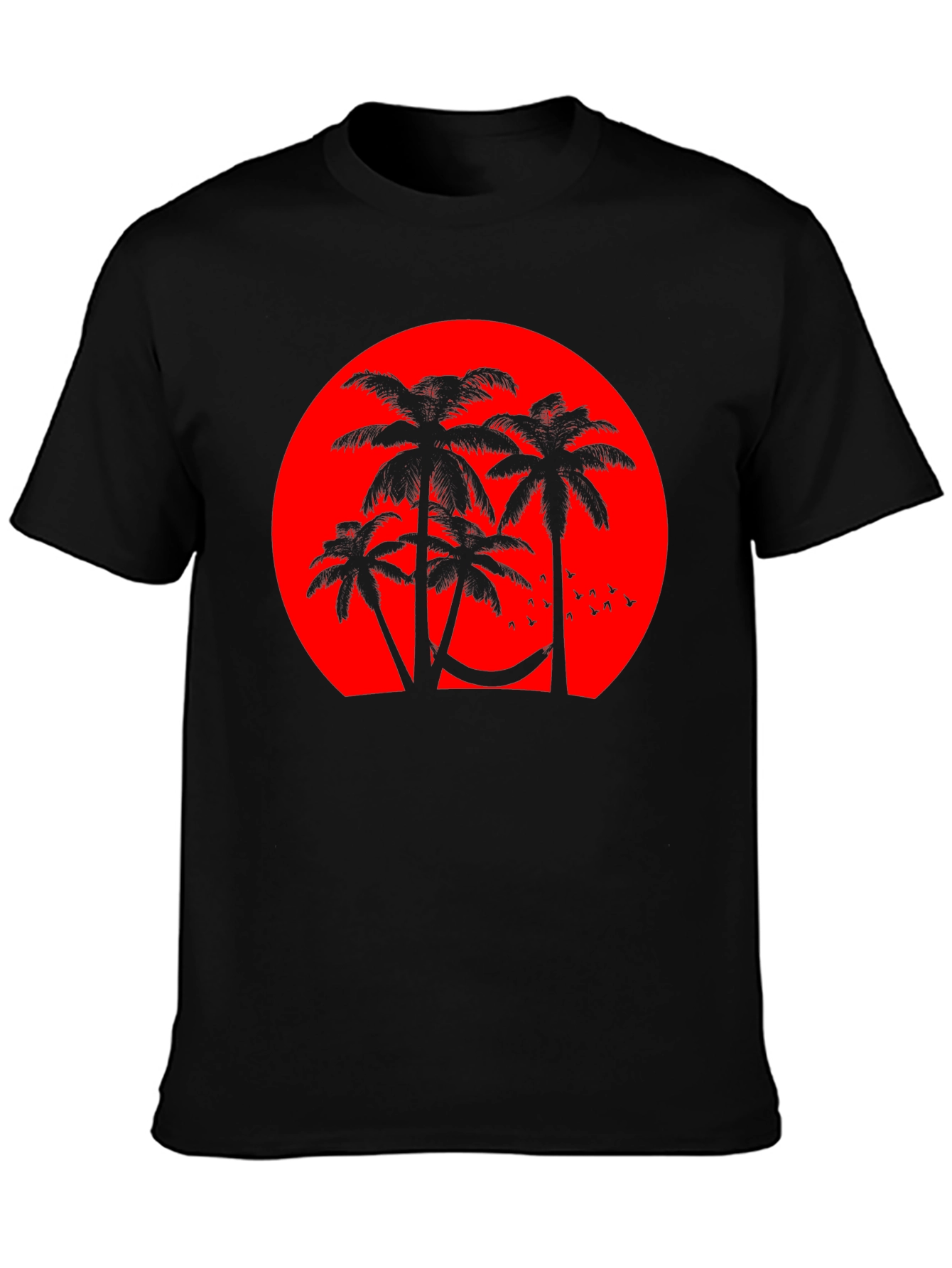 Sunset Palm Tee - Tropical Vibes Black T-Shirt