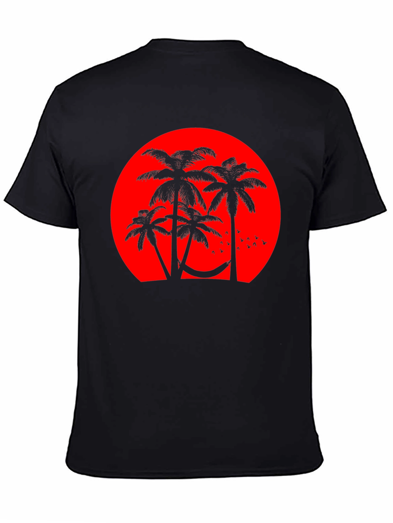 Sunset Palm Tee - Tropical Vibes Black T-Shirt