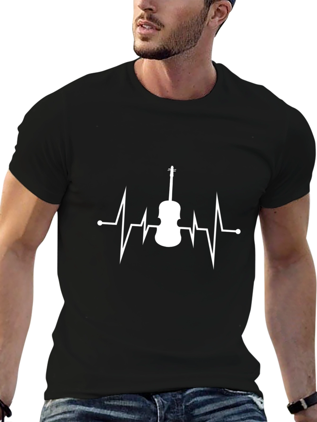 Violin Heartbeat Graphic Tee - Music Lover T-Shirt