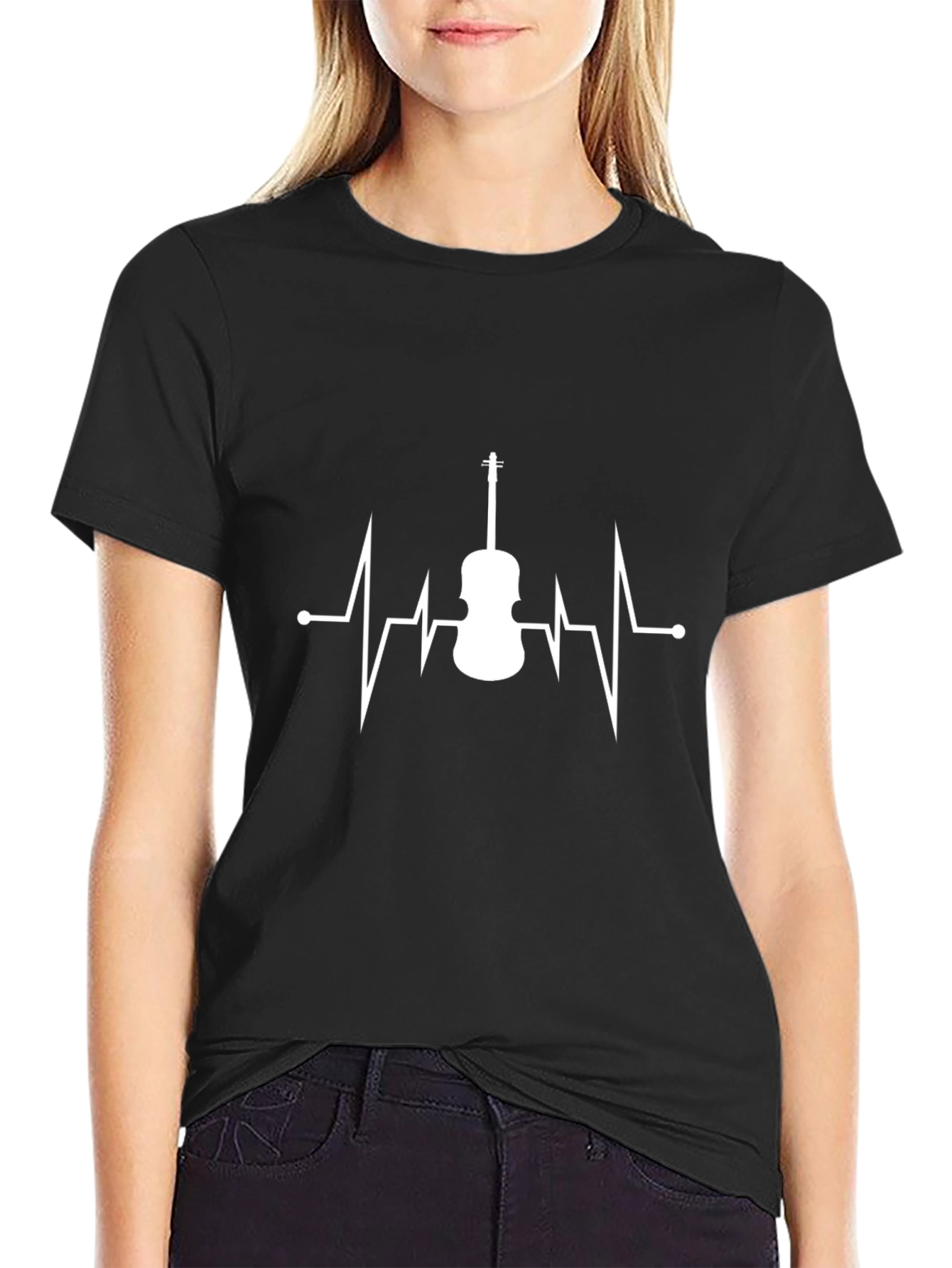 Violin Heartbeat Graphic Tee - Music Lover T-Shirt