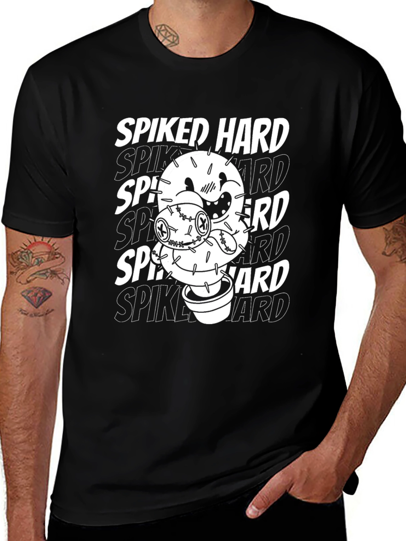 Spiked Hard Graphic T-Shirt