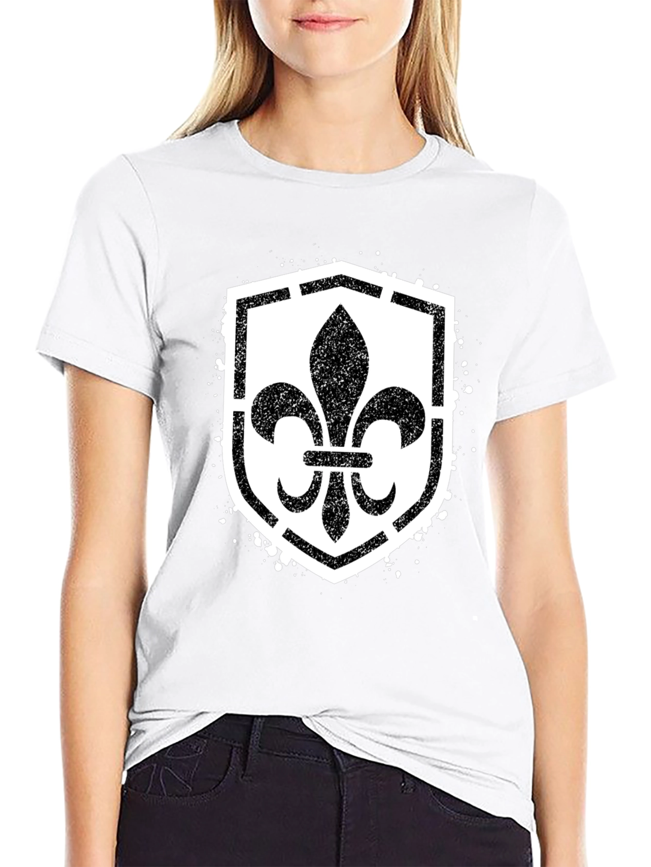 Fleur-de-Lis Shield Graphic T-Shirt - Black