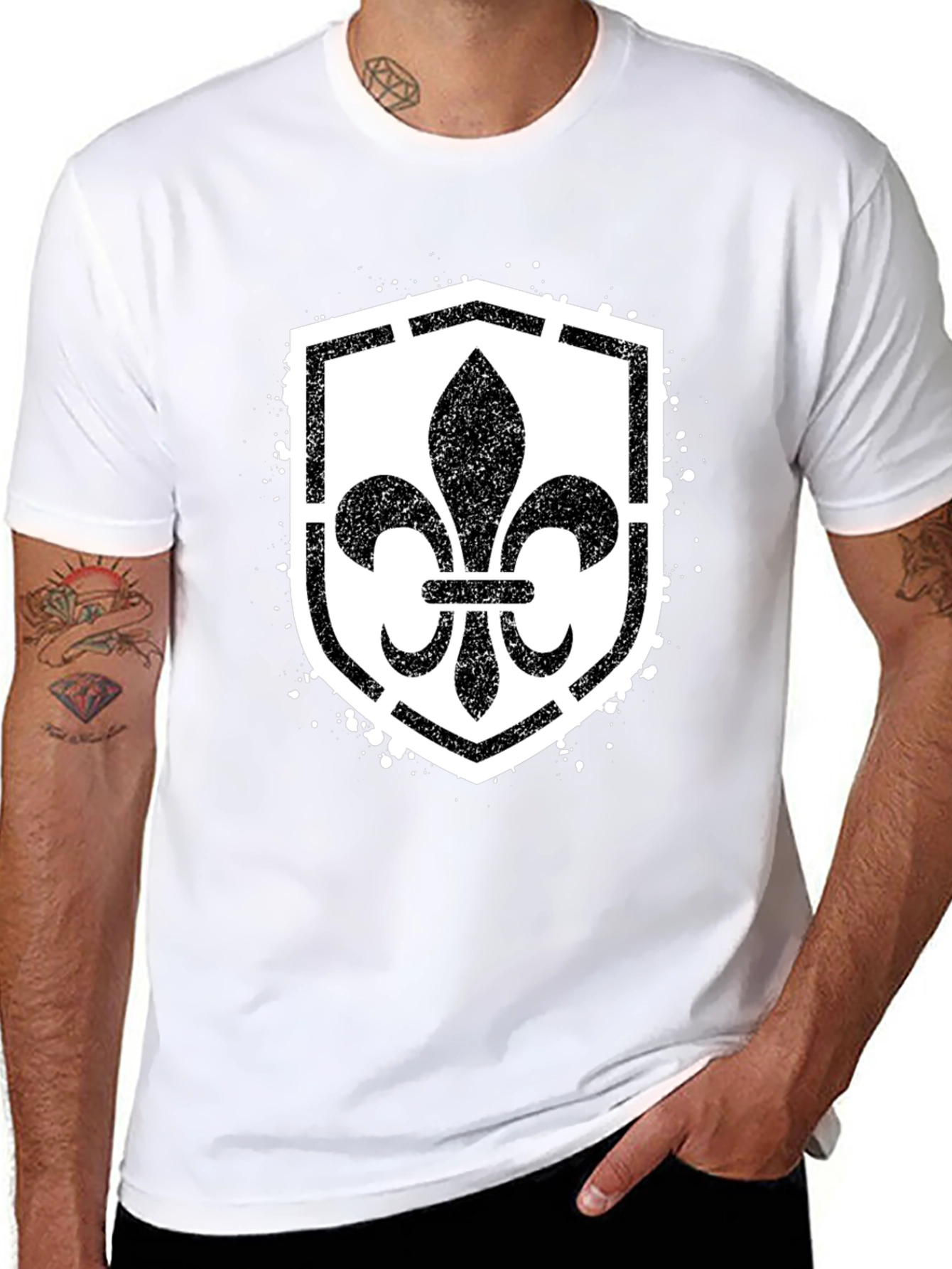 Fleur-de-Lis Shield Graphic T-Shirt - Black