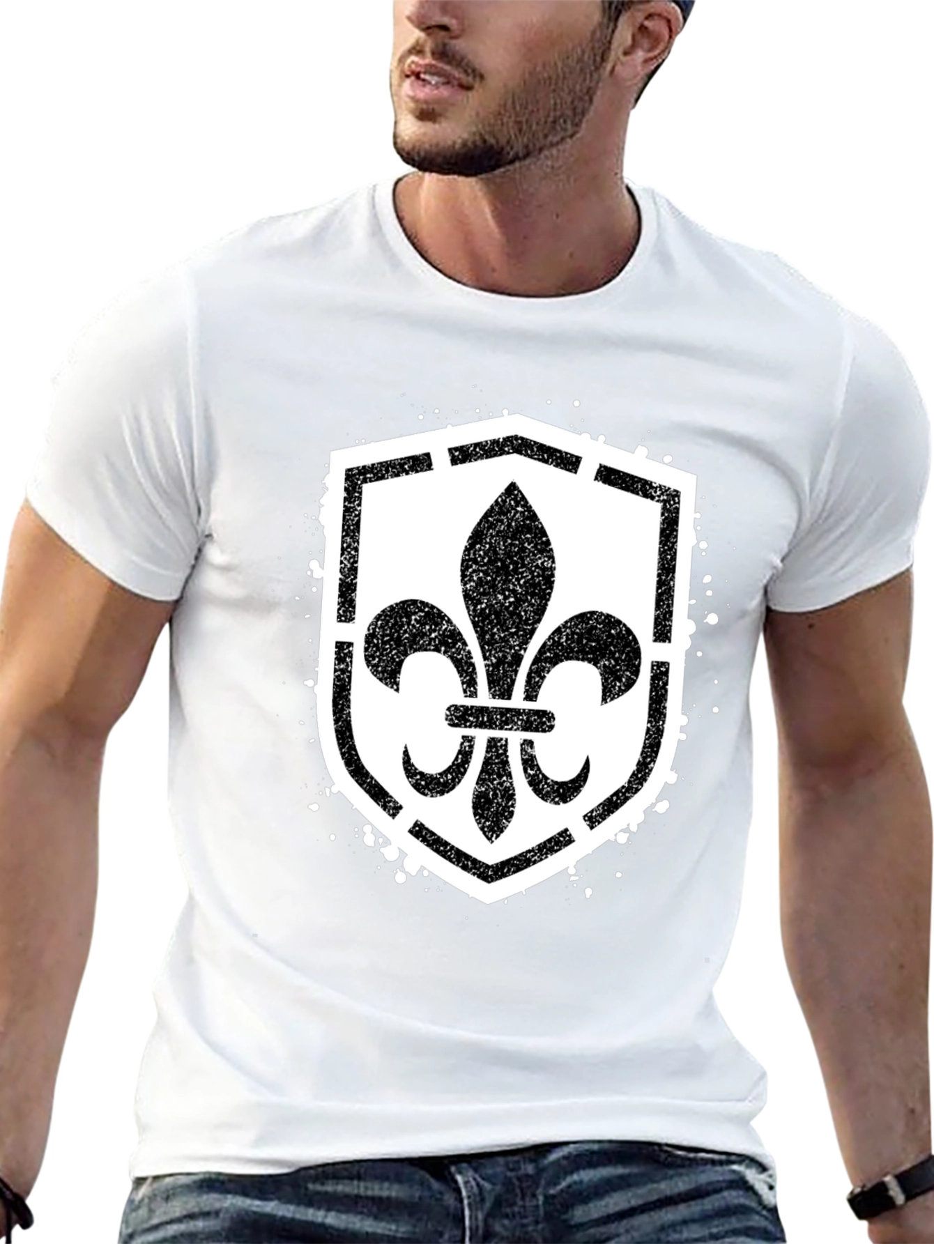 Fleur-de-Lis Shield Graphic T-Shirt - Black