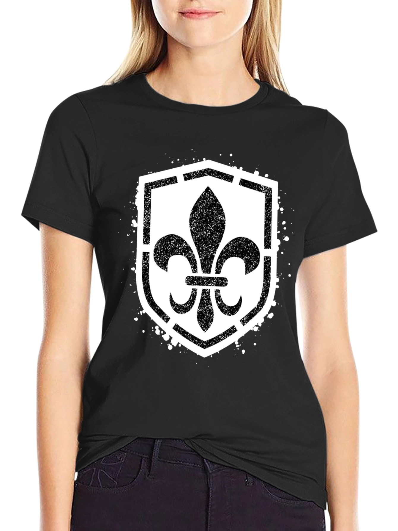 Fleur-de-Lis Shield Graphic T-Shirt - Black