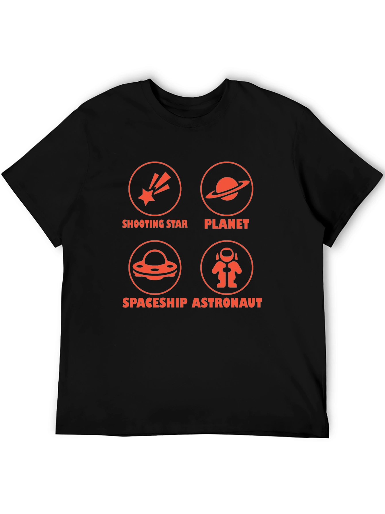 Space Exploration Graphic T-Shirt Black Crew Neck
