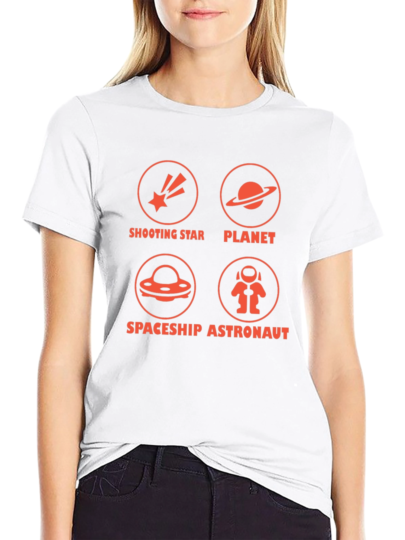 Space Exploration Graphic T-Shirt Black Crew Neck