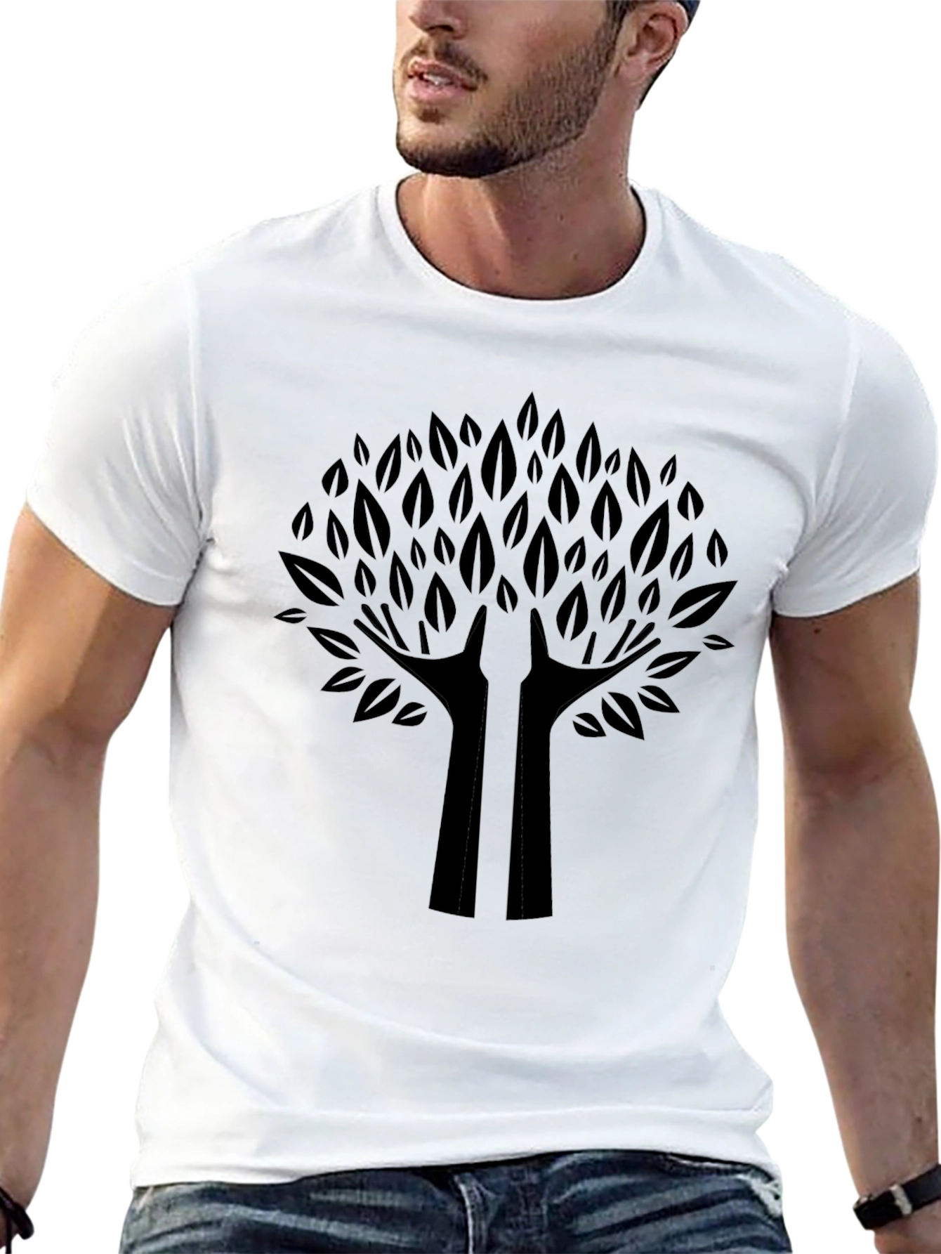 Nature Hands Tree Graphic Tee - Black