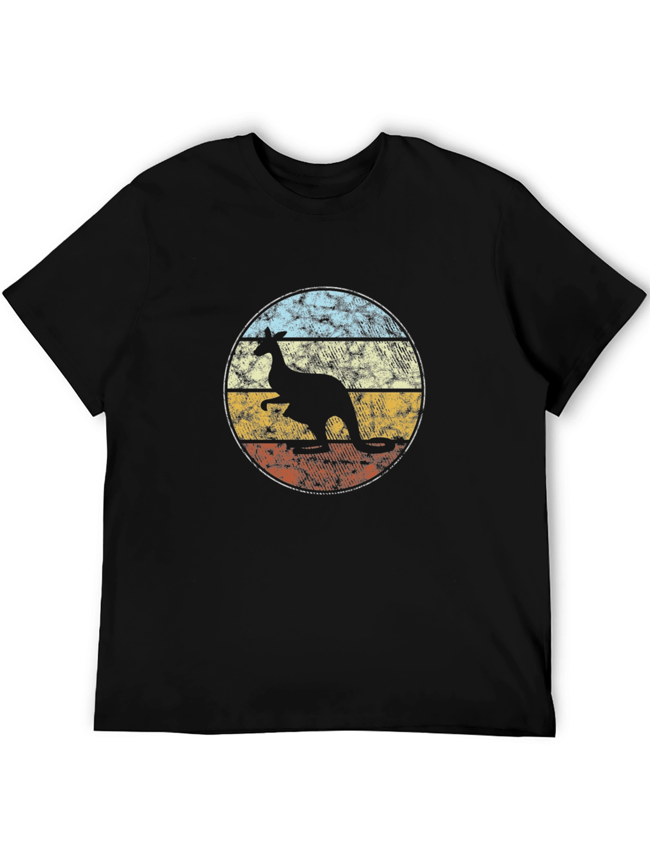 Kangaroo Retro Graphic T-Shirt - Black