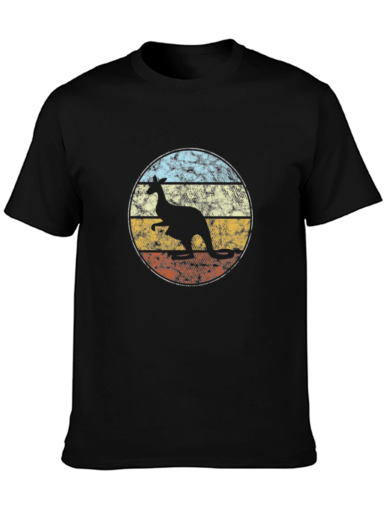 Kangaroo Retro Graphic T-Shirt - Black