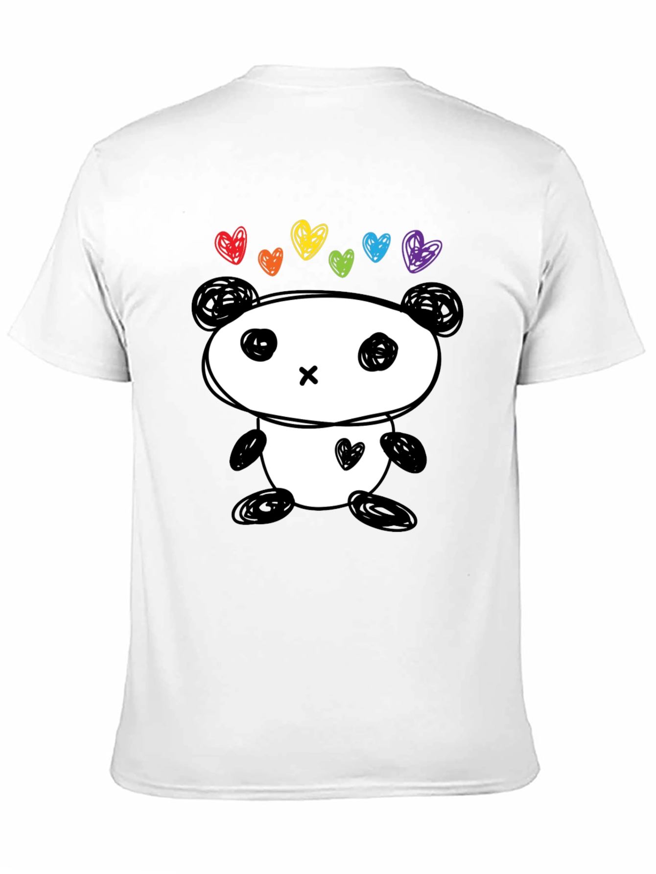 Cute Panda Rainbow Hearts Graphic Tee
