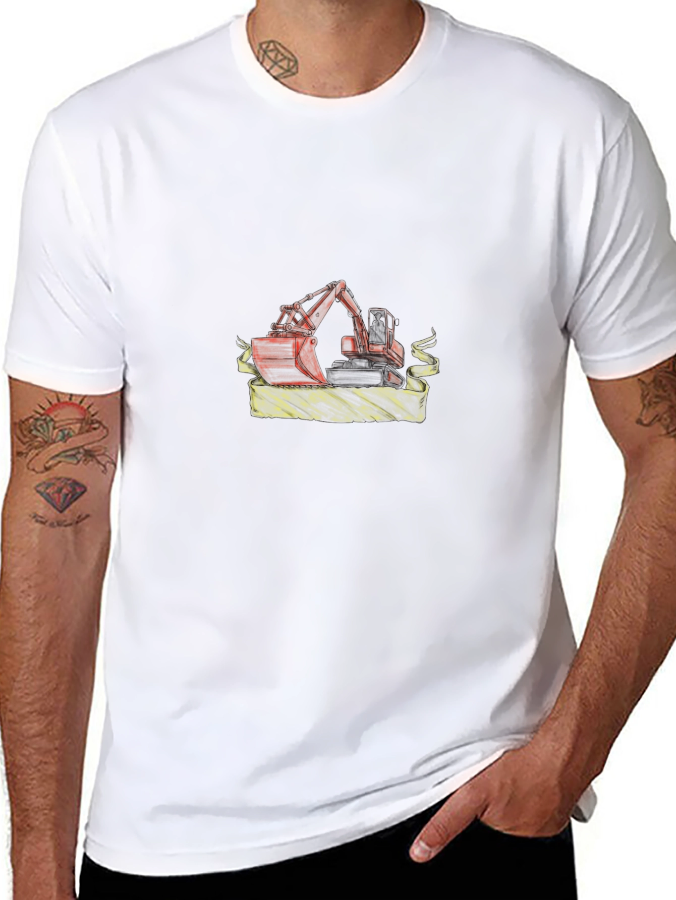 Excavator Graphic Tee - Black Cotton Blend