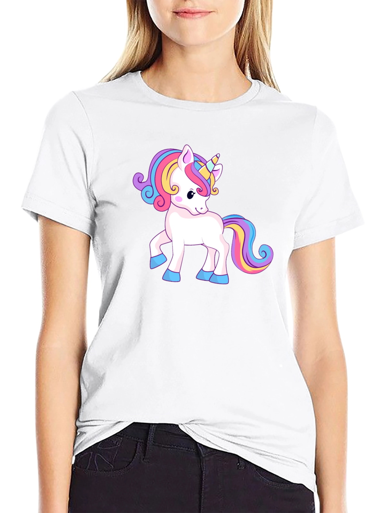 Unicorn Graphic Print Black T-Shirt