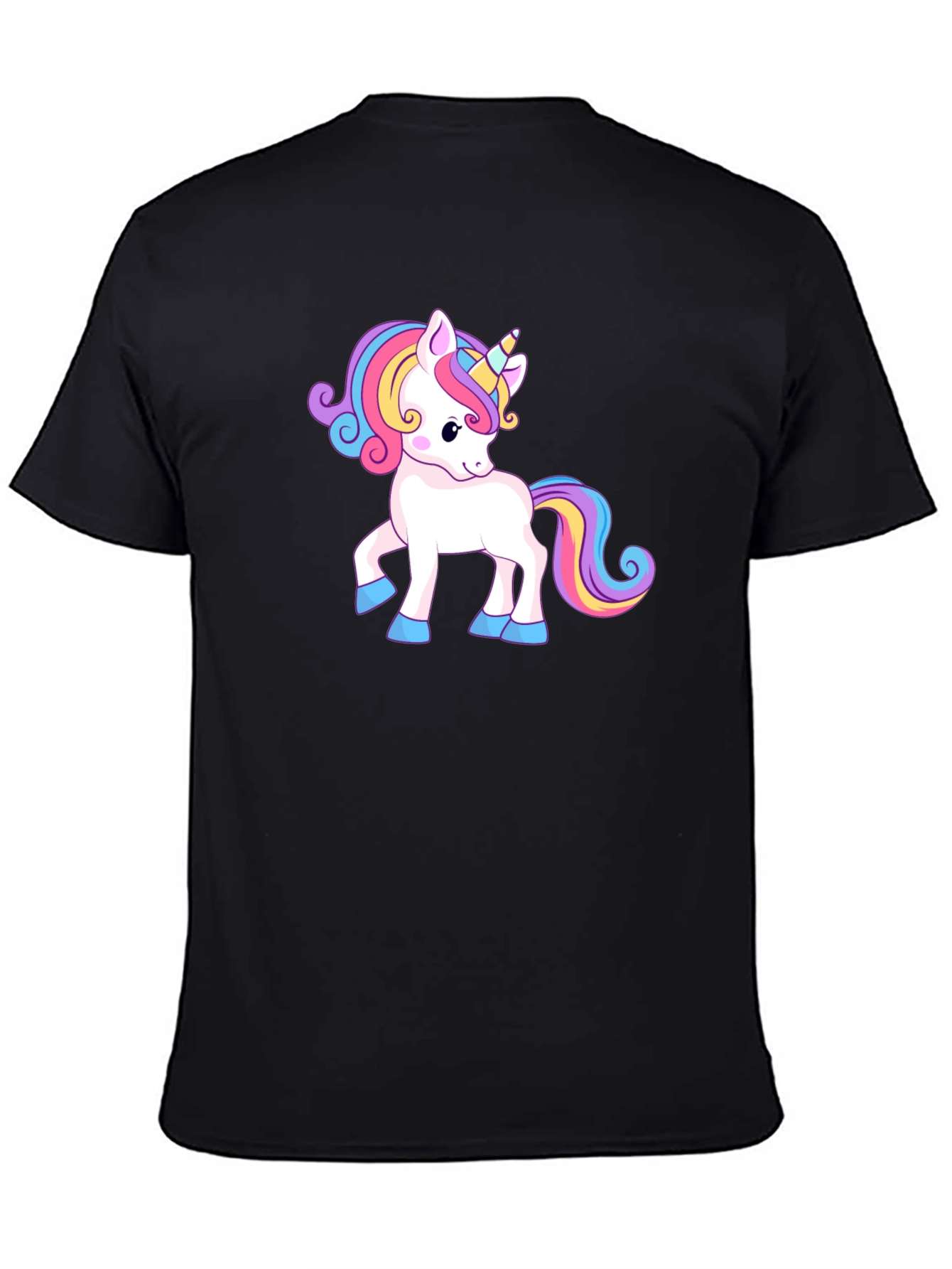Unicorn Graphic Print Black T-Shirt