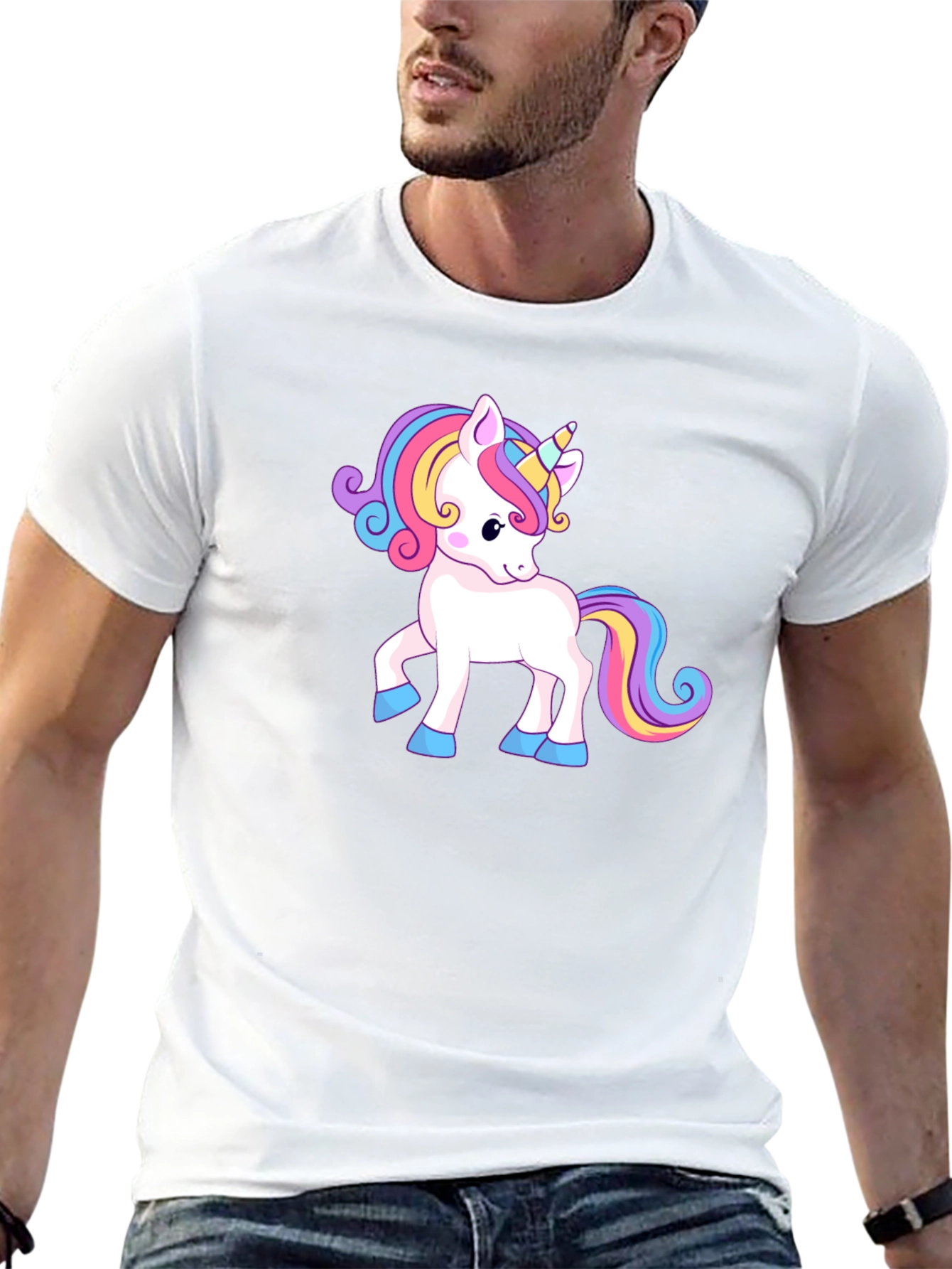 Unicorn Graphic Print Black T-Shirt