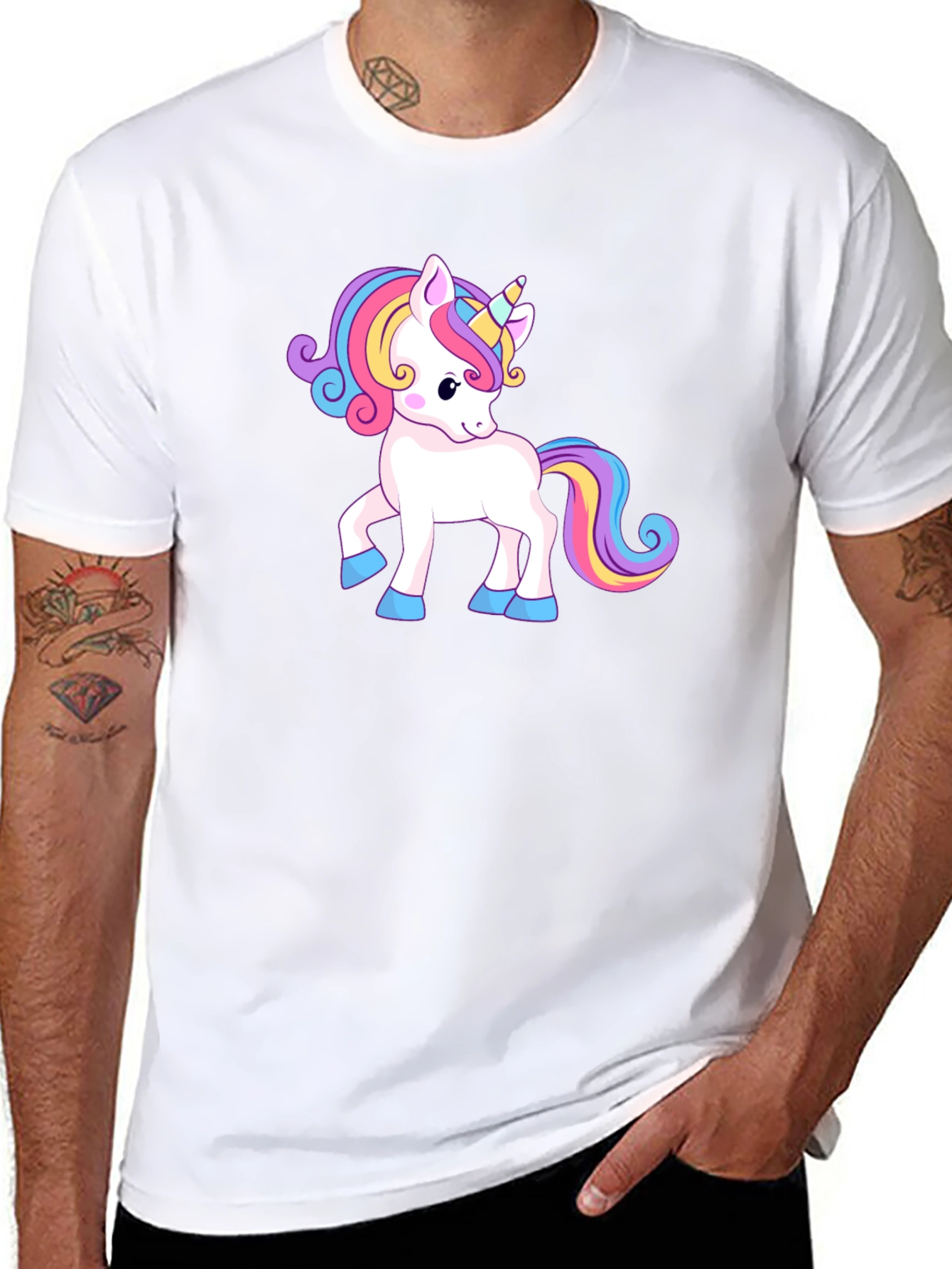 Unicorn Graphic Print Black T-Shirt