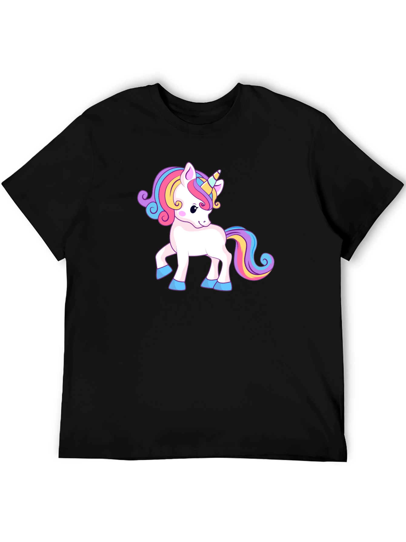 Unicorn Graphic Print Black T-Shirt