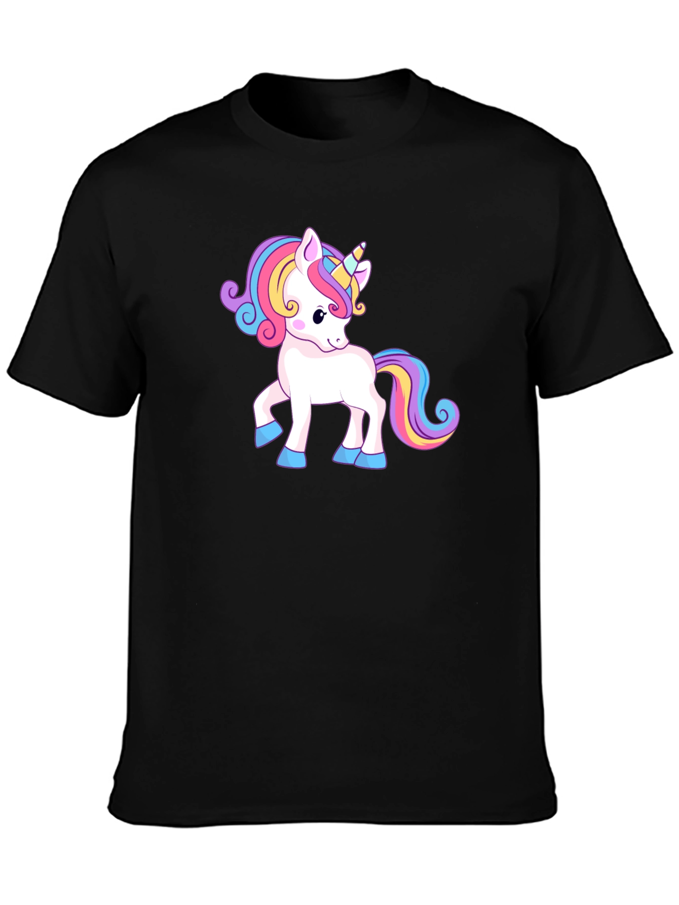Unicorn Graphic Print Black T-Shirt