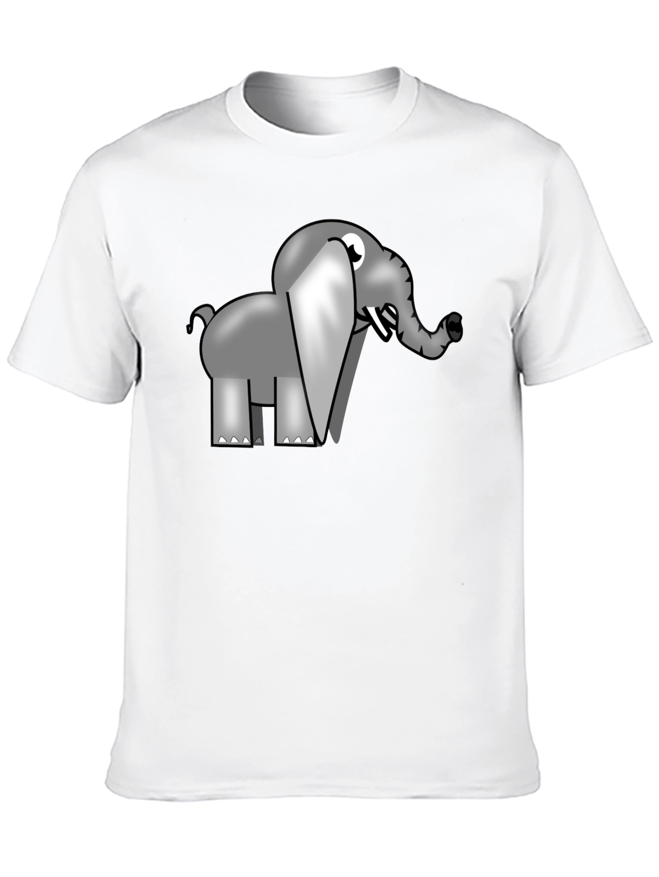Cartoon Elephant Graphic T-Shirt - Black Cotton Tee