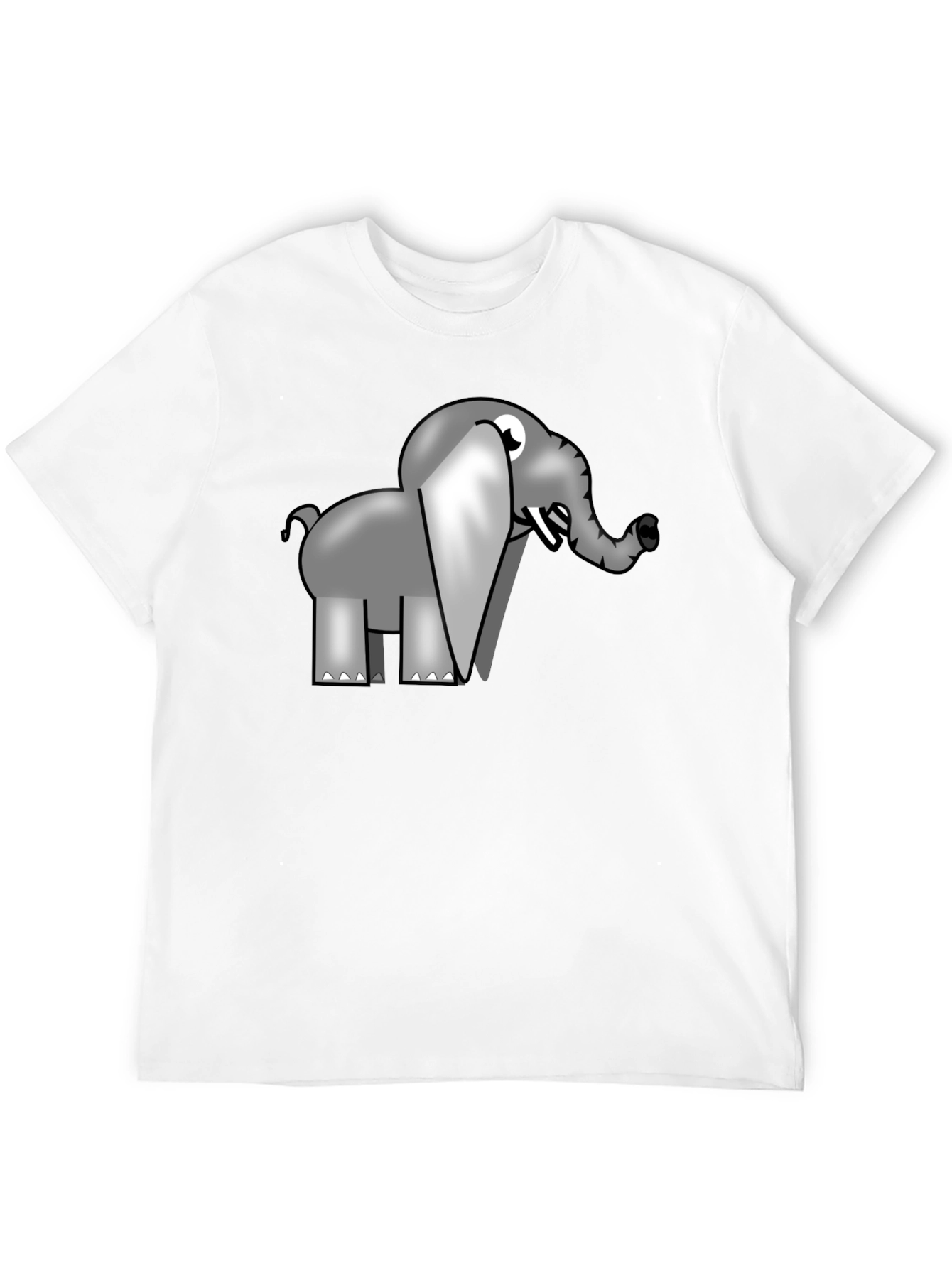 Cartoon Elephant Graphic T-Shirt - Black Cotton Tee