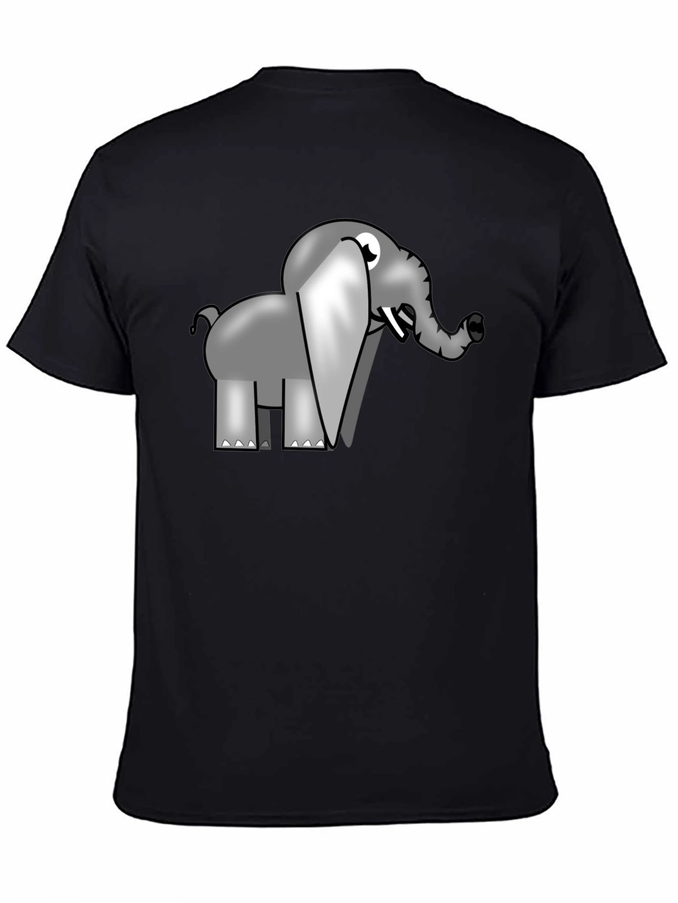 Cartoon Elephant Graphic T-Shirt - Black Cotton Tee